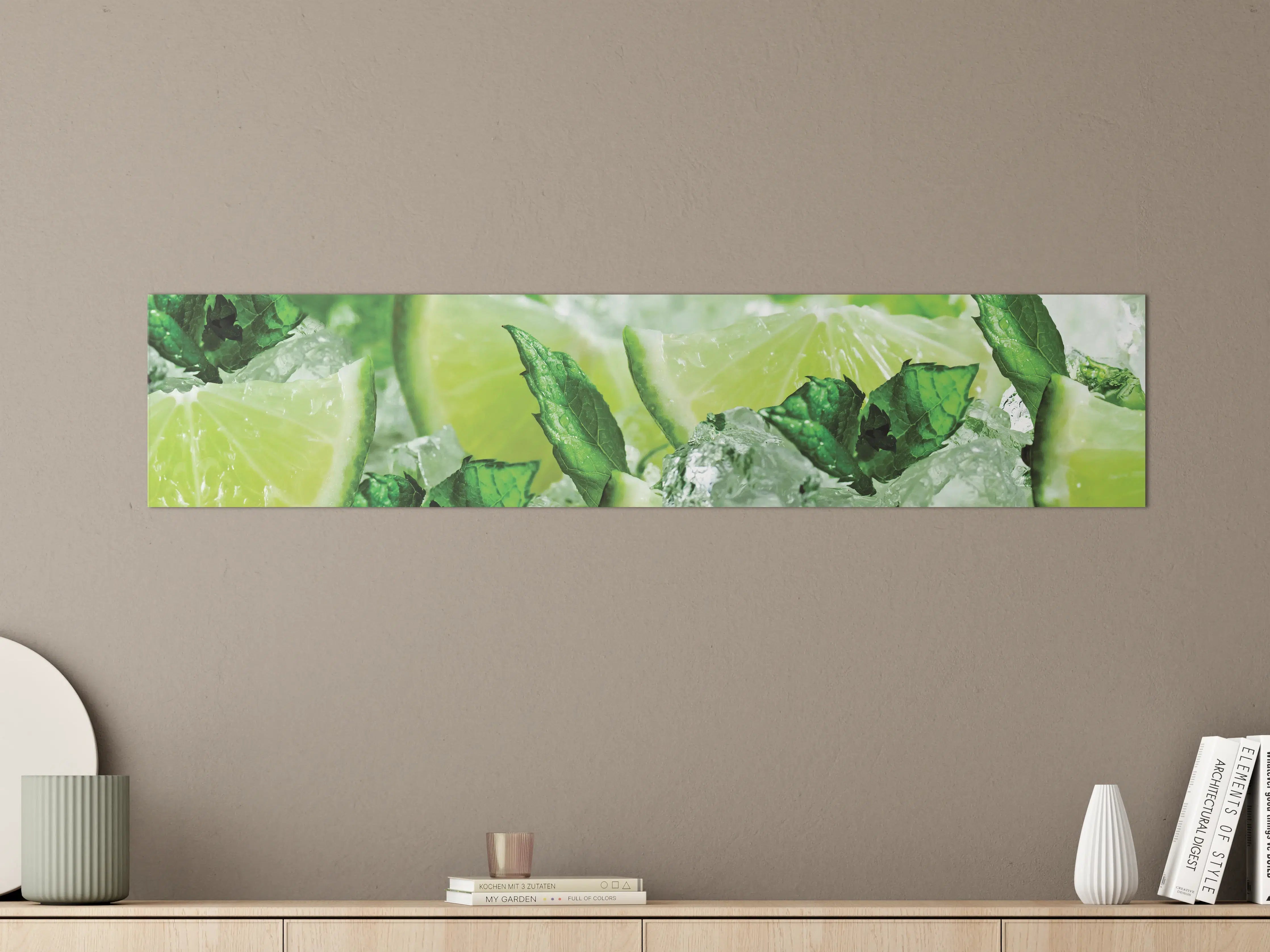 Große Wandbilder - Limette und Minzblätter mit Eis