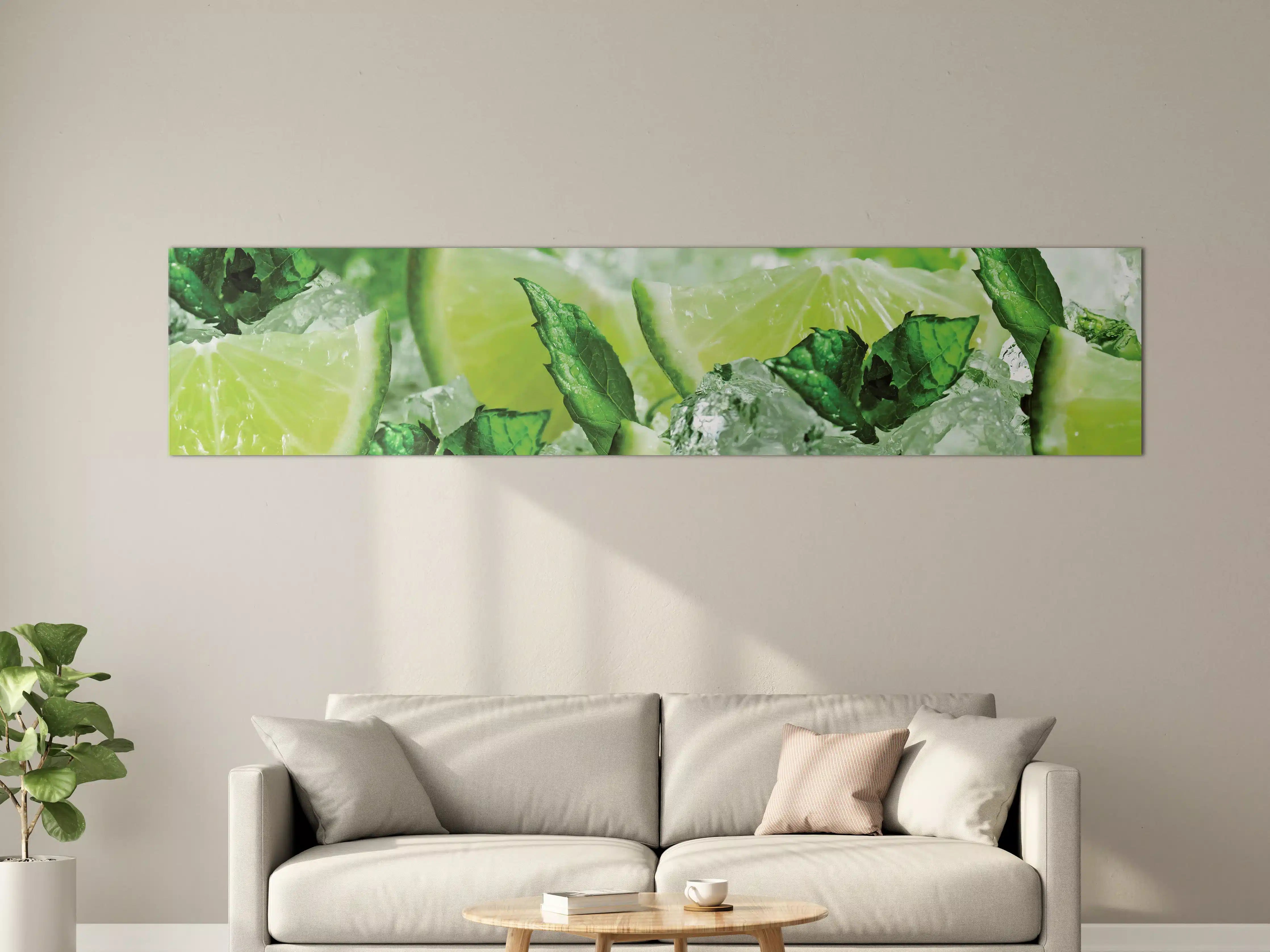 Große Wandbilder - Limette und Minzblätter mit Eis