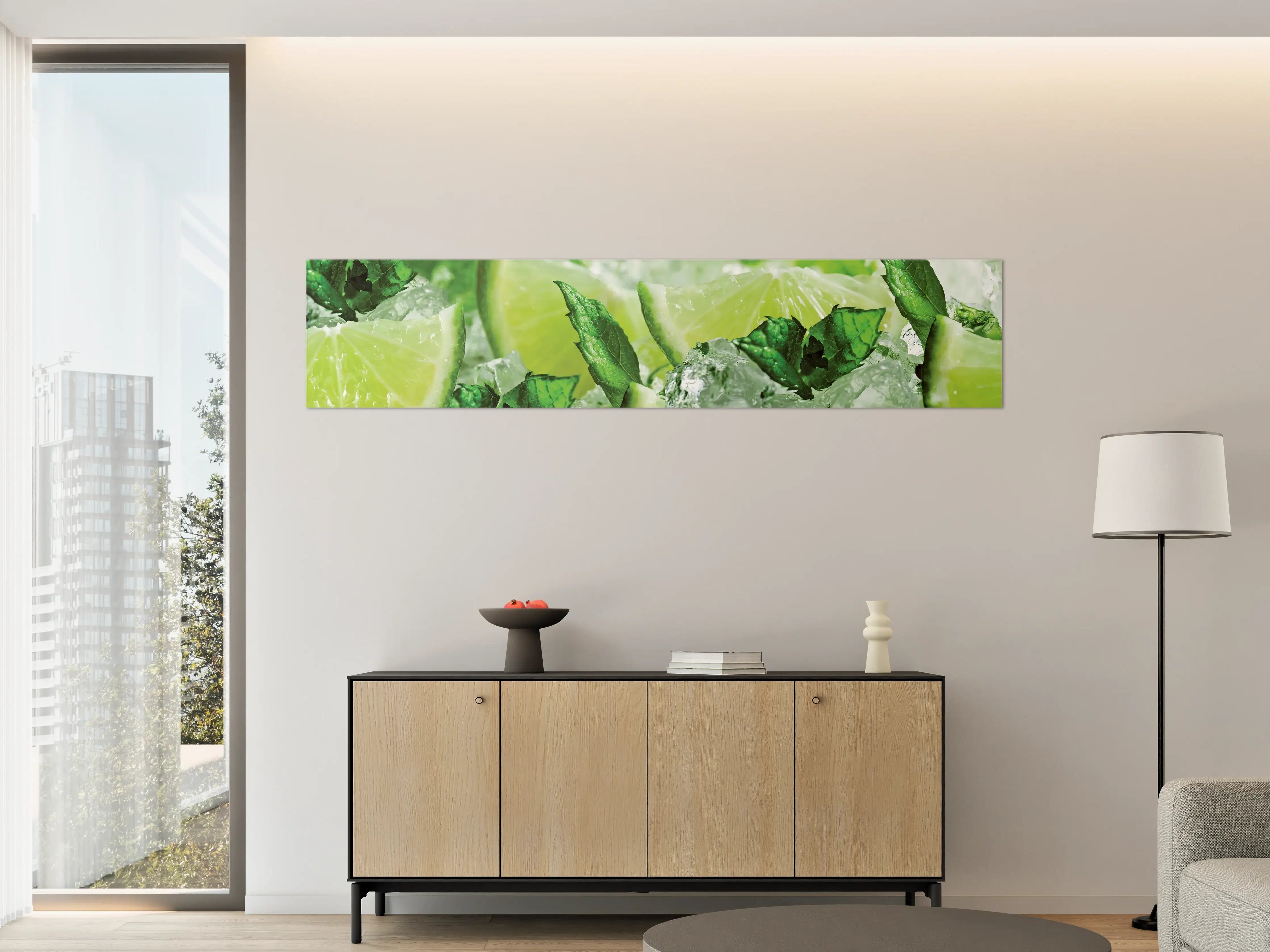 Große Wandbilder - Limette und Minzblätter mit Eis