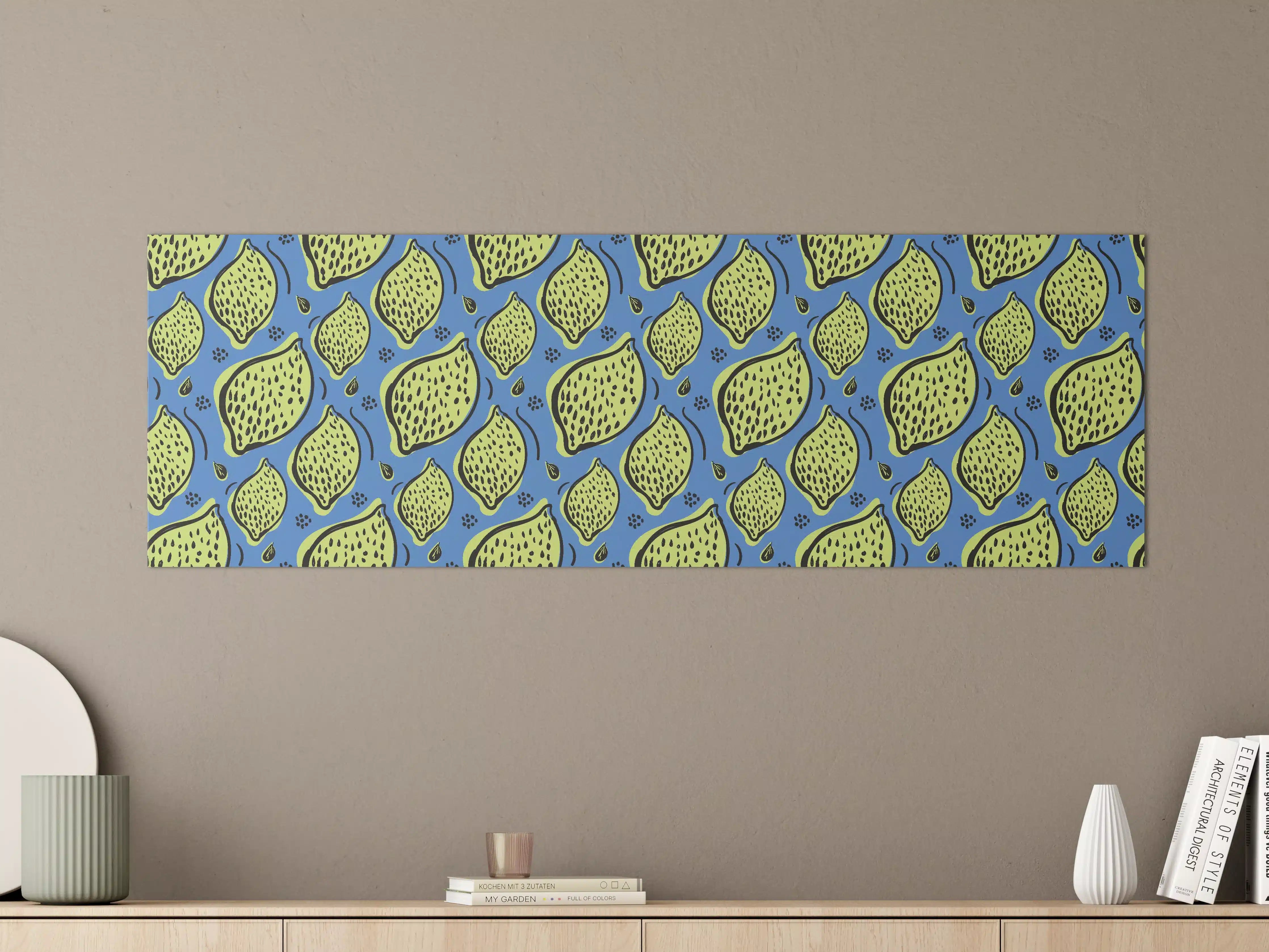 Große Wandbilder - Limetten-Muster Blau-Grün