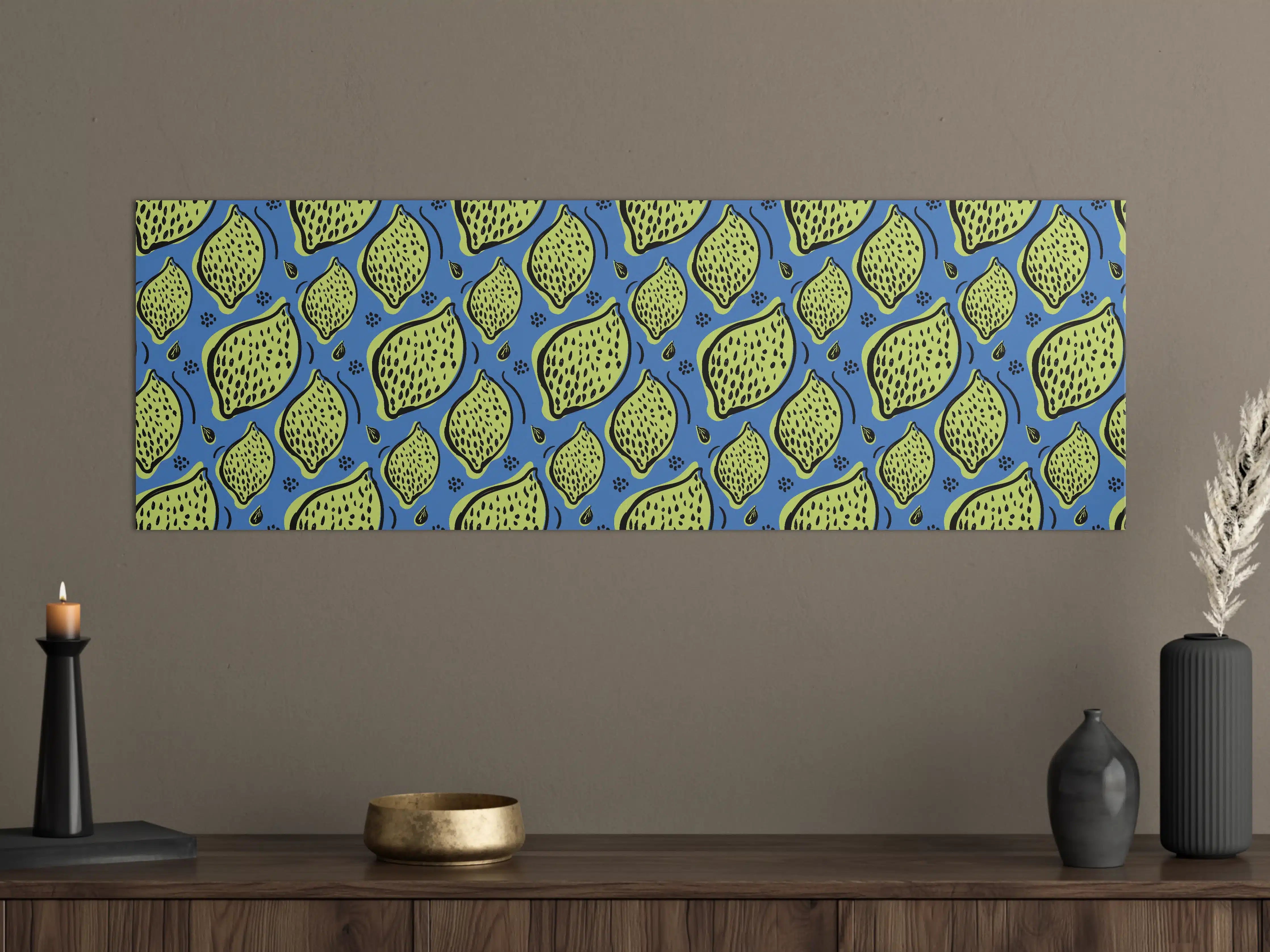 Große Wandbilder - Limetten-Muster Blau-Grün