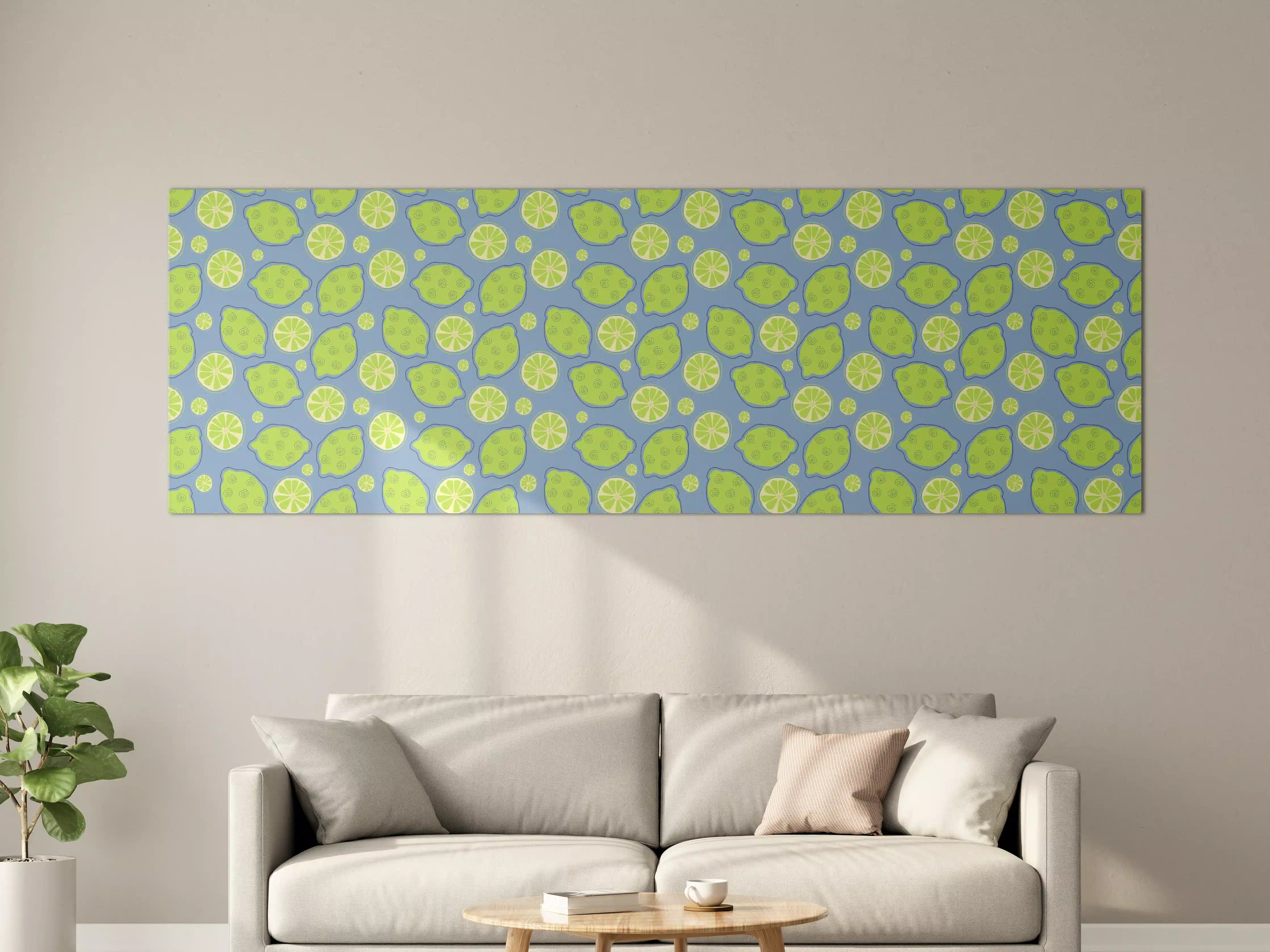 Große Wandbilder - Limetten-Muster Grün-Blau