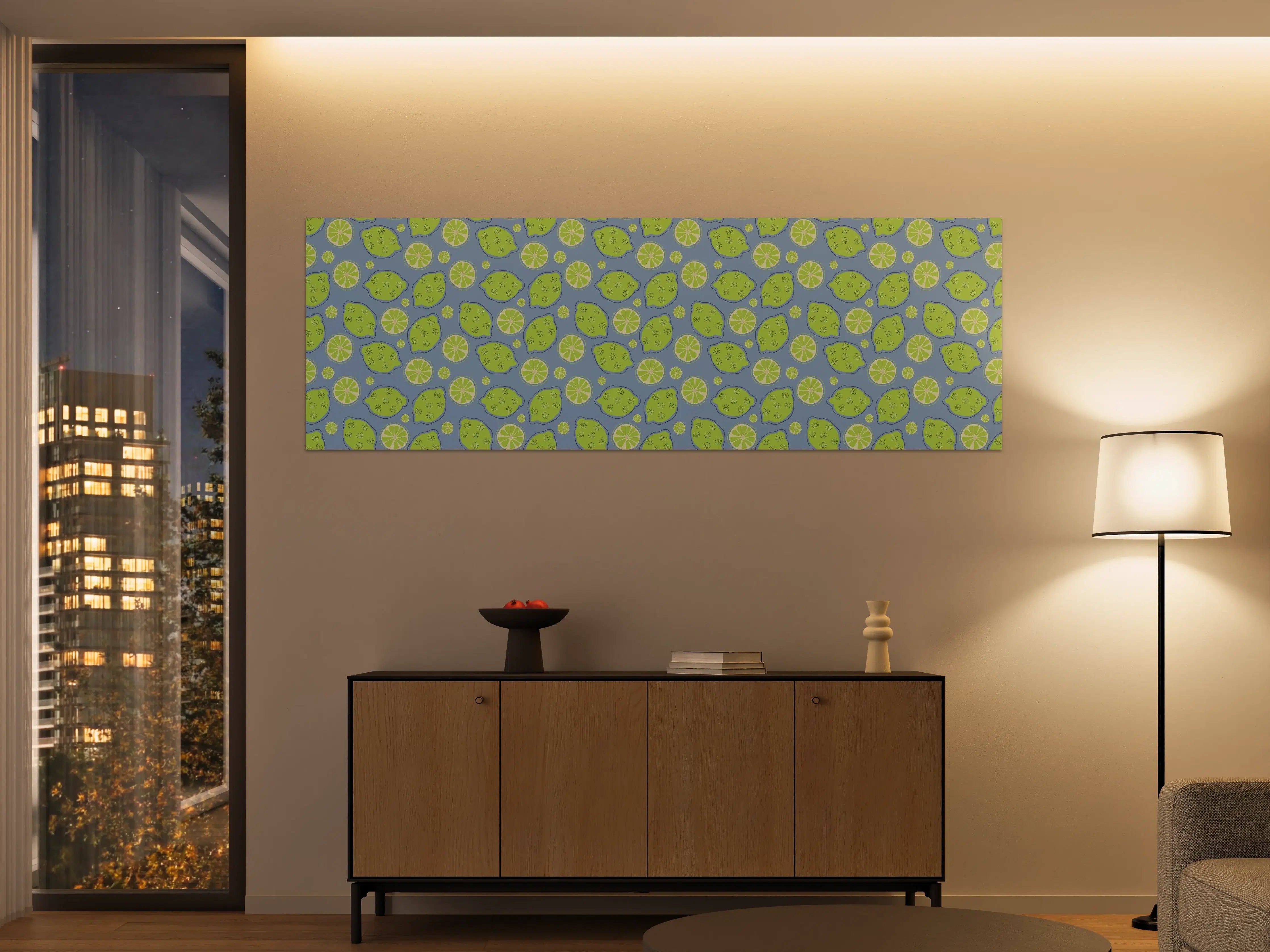Große Wandbilder - Limetten-Muster Grün-Blau