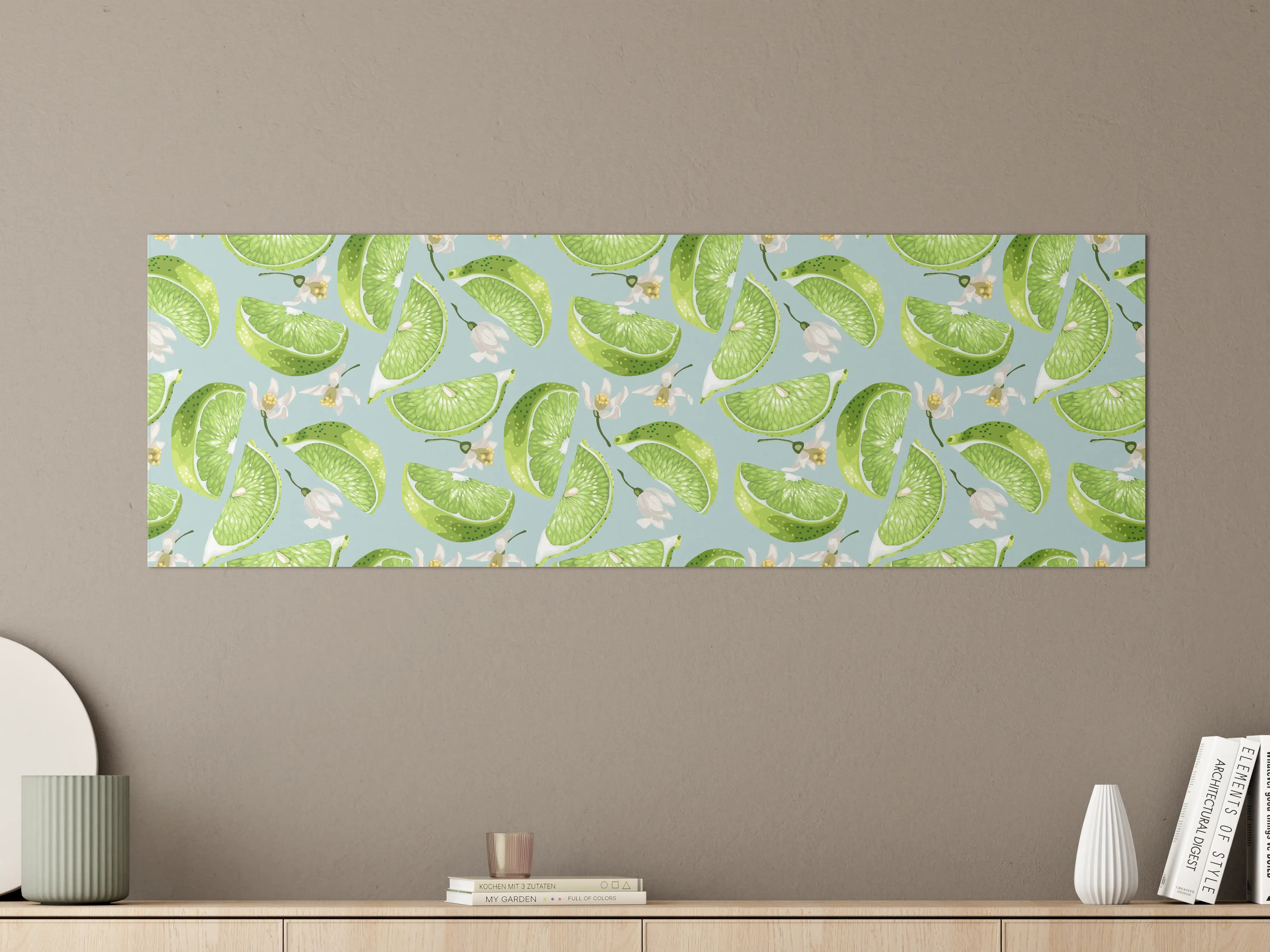 Große Wandbilder - Limetten-Muster Grün-Türkis