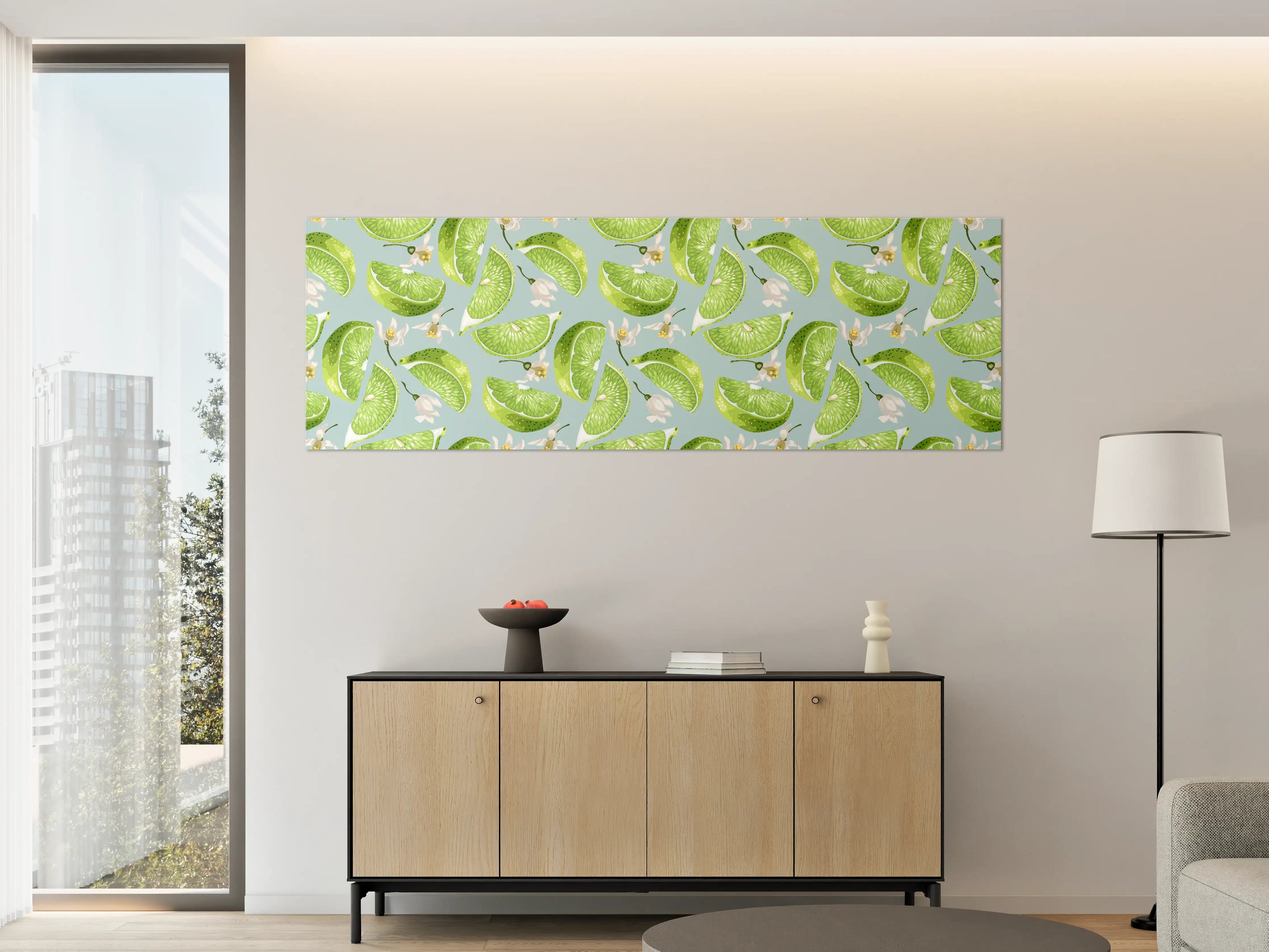 Große Wandbilder - Limetten-Muster Grün-Türkis