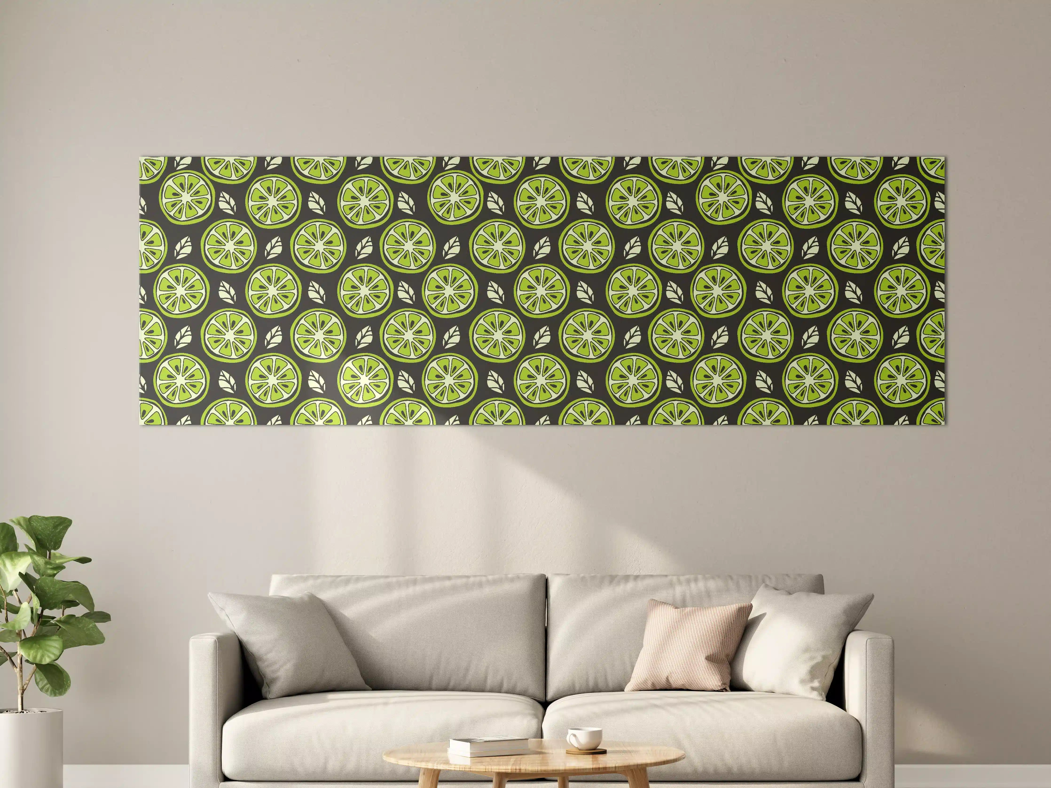 Große Wandbilder - Limetten-Scheiben Citrus-Muster Grün