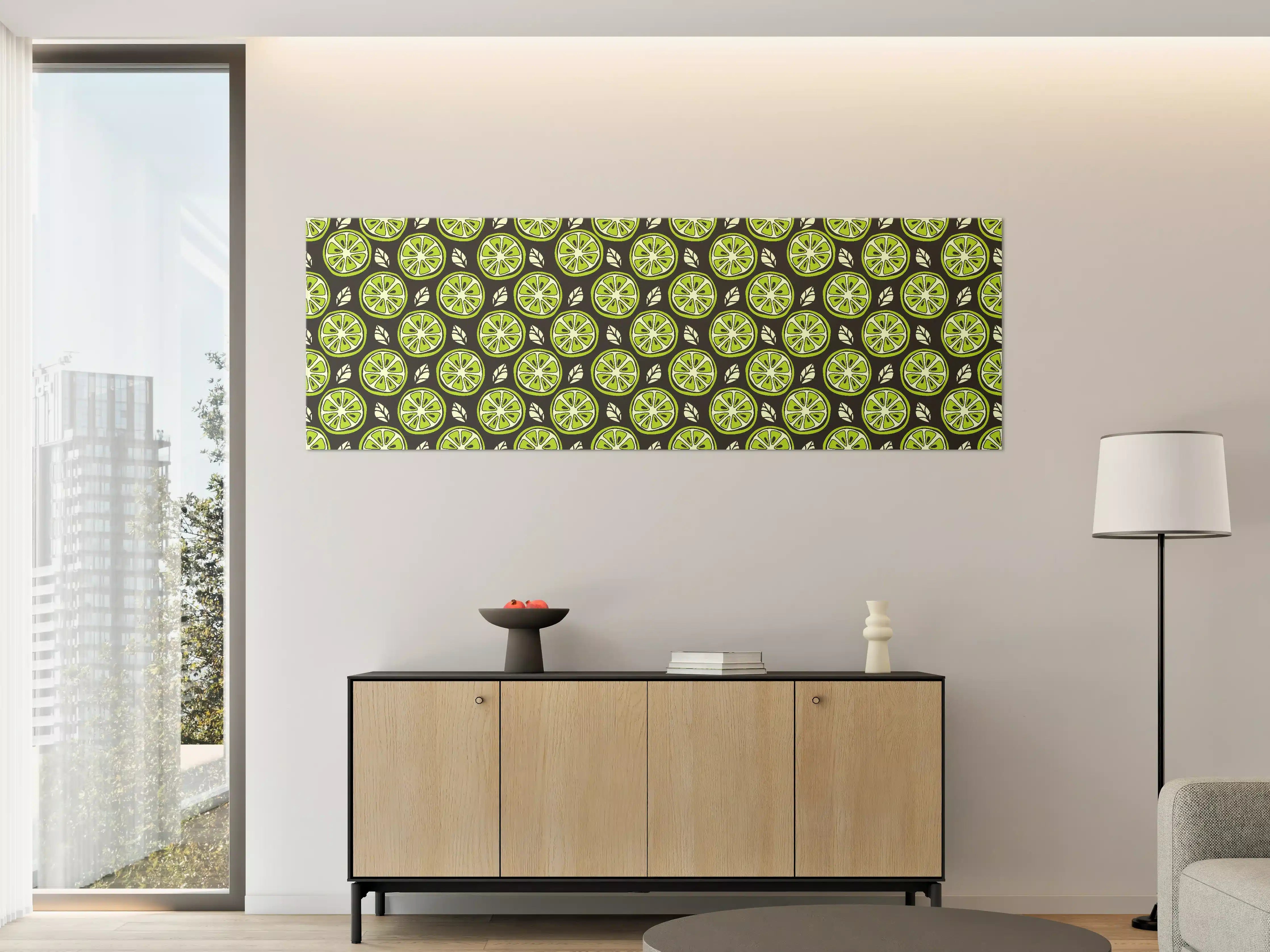 Große Wandbilder - Limetten-Scheiben Citrus-Muster Grün
