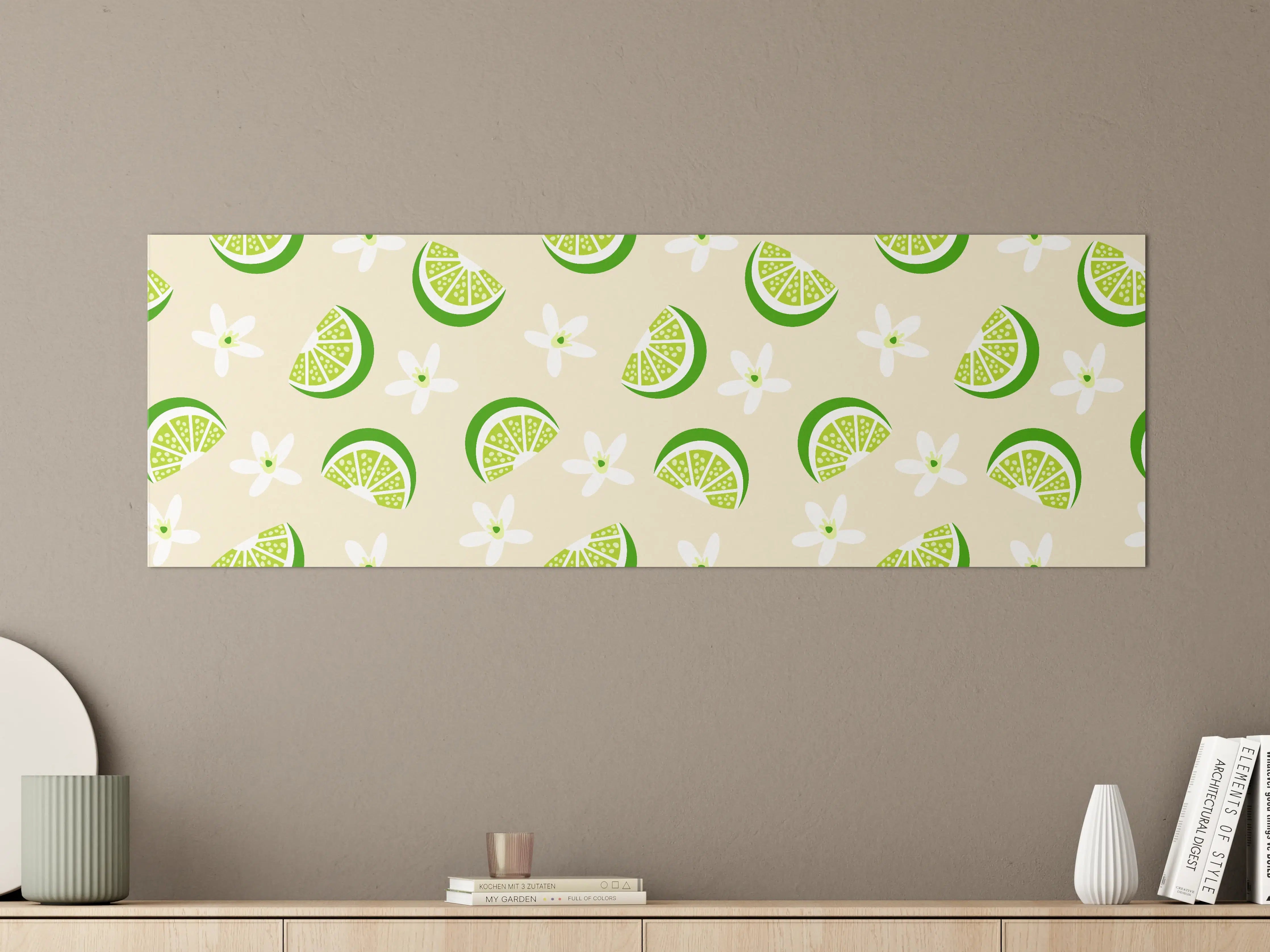 Große Wandbilder - Limetten-Scheiben Muster Beige-Grün