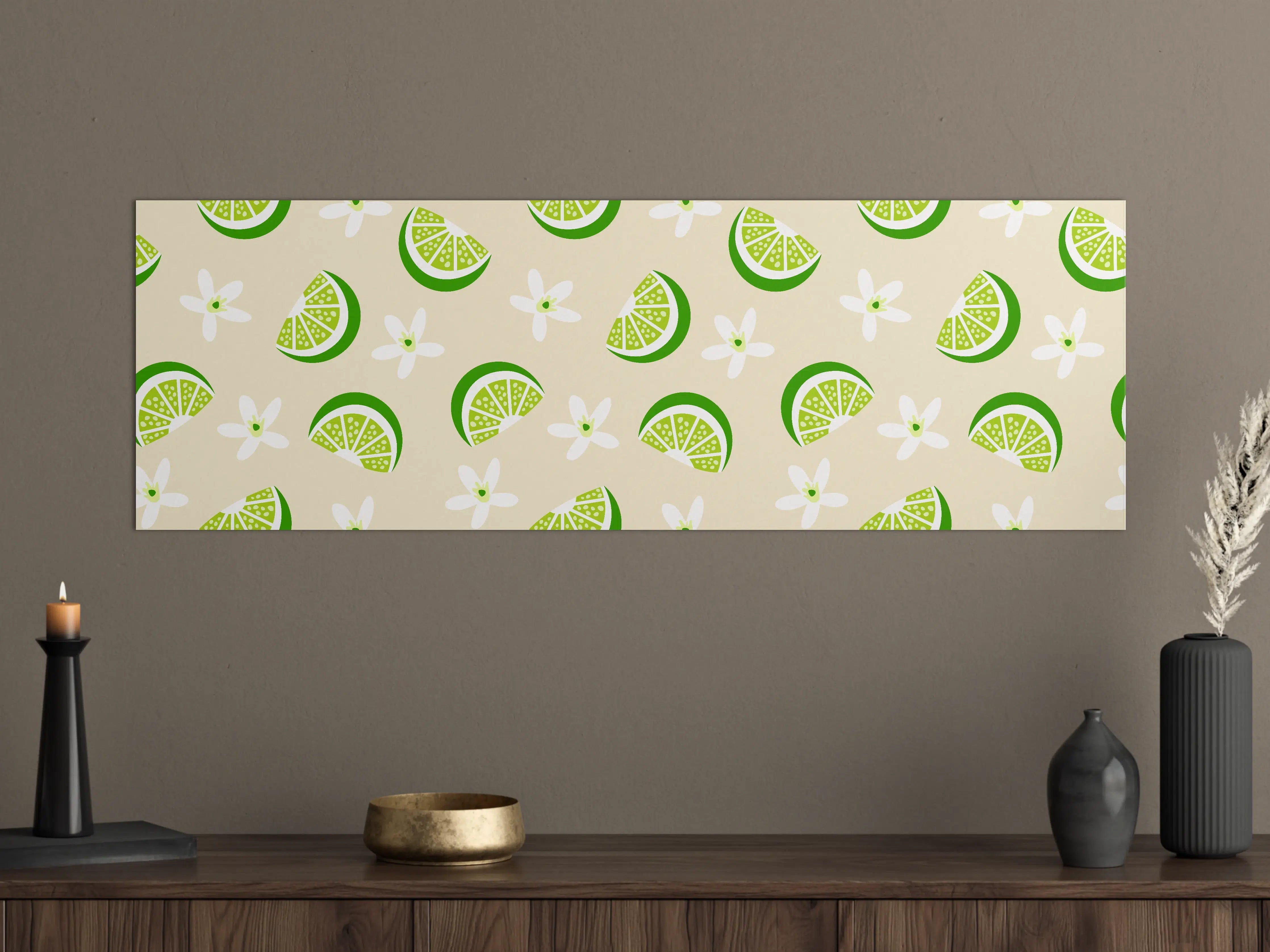 Große Wandbilder - Limetten-Scheiben Muster Beige-Grün