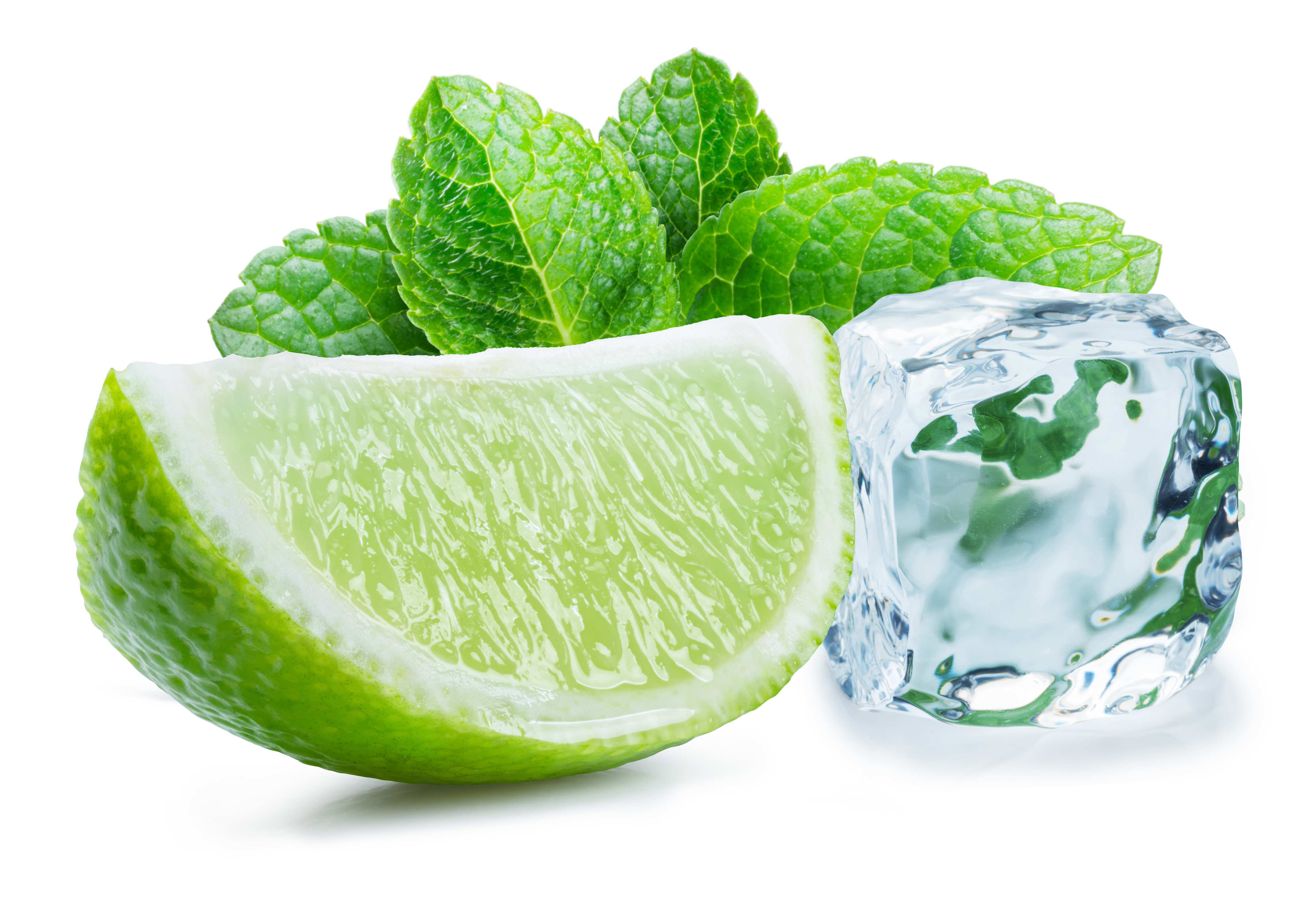 Große Wandbilder-Limettenscheibe mit Eis und Minze