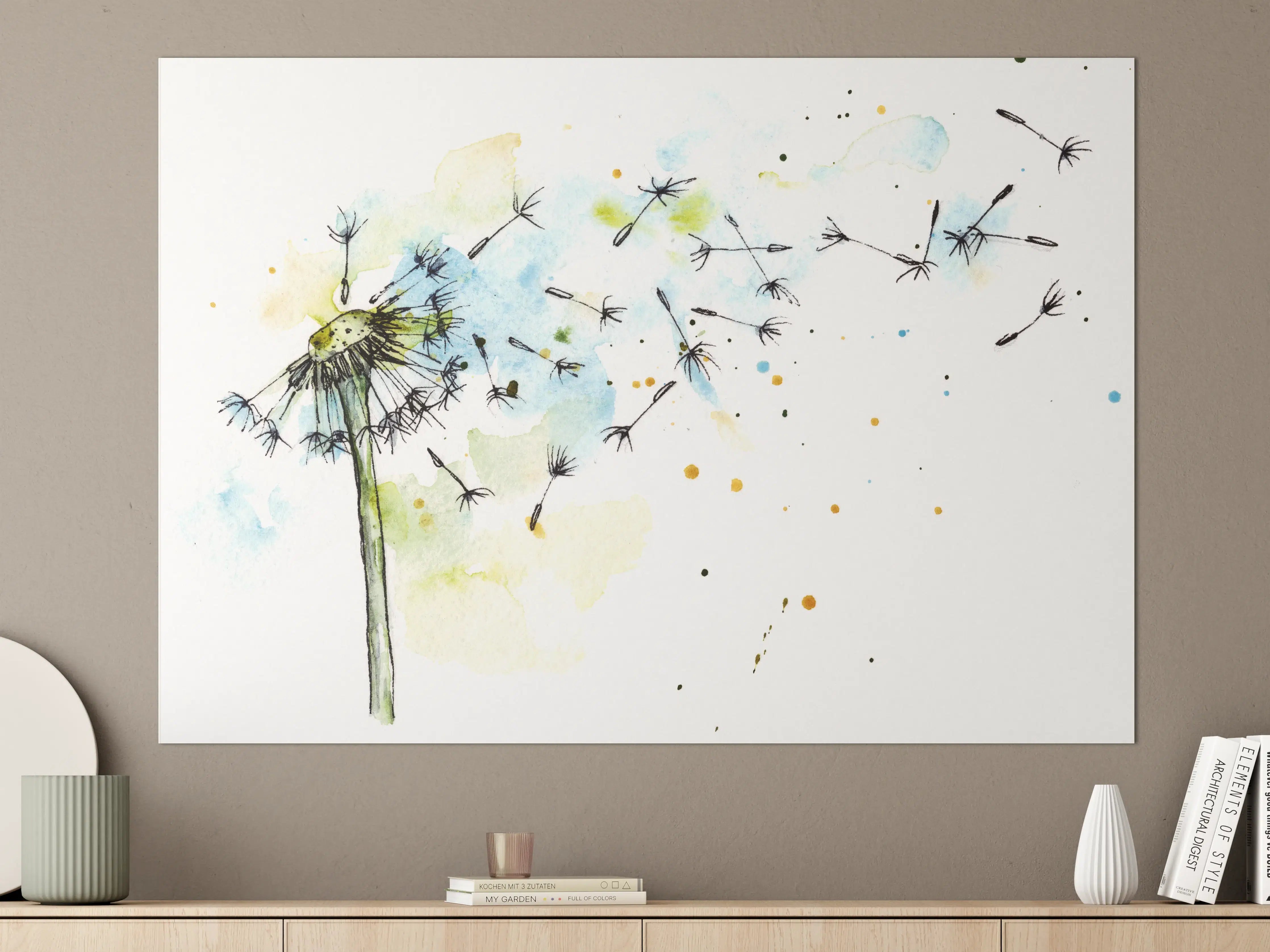 Große Wandbilder - Löwenzahn Aquarell