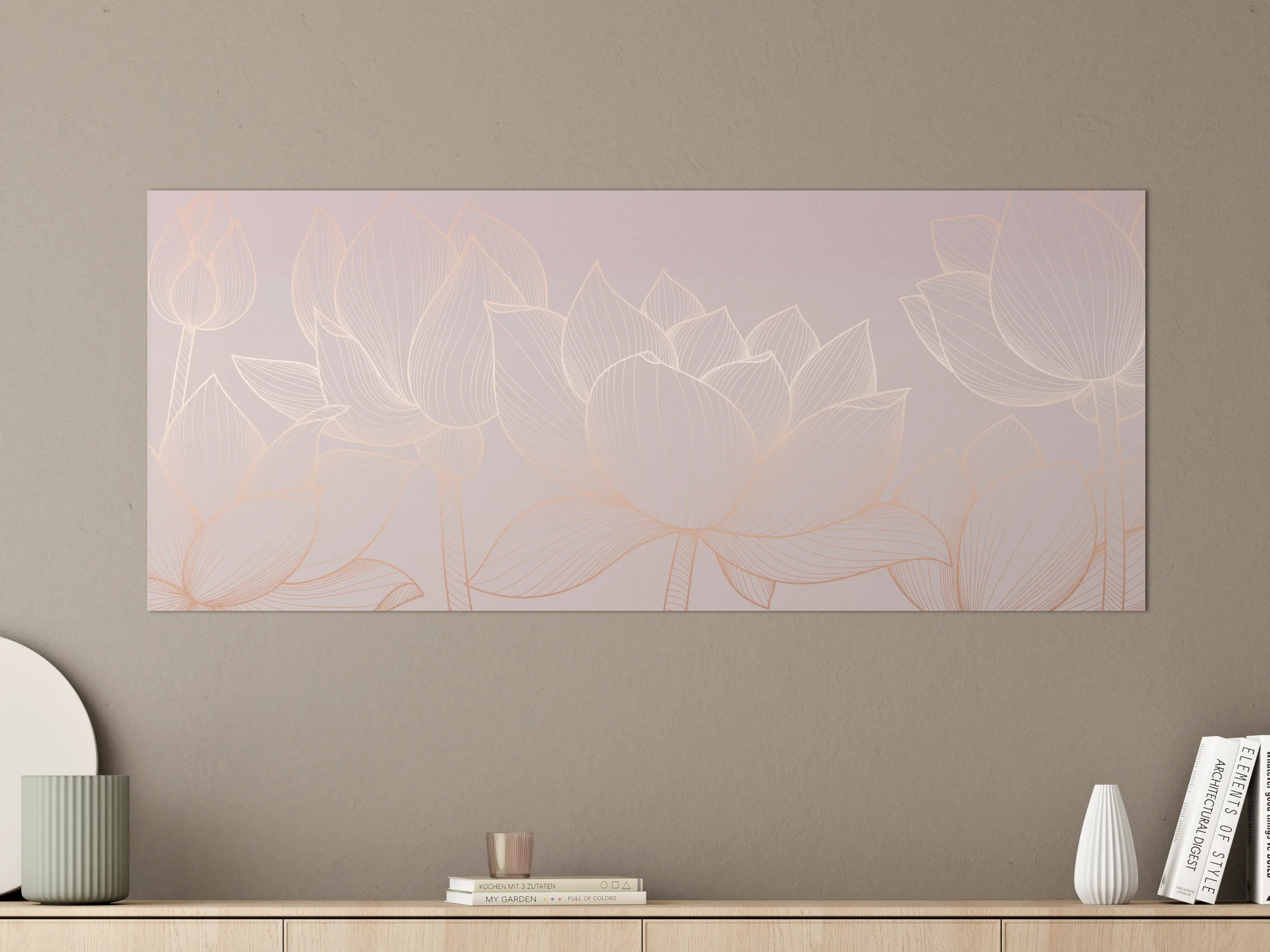 Große Wandbilder - Lotus-Lineart Pastelltöne