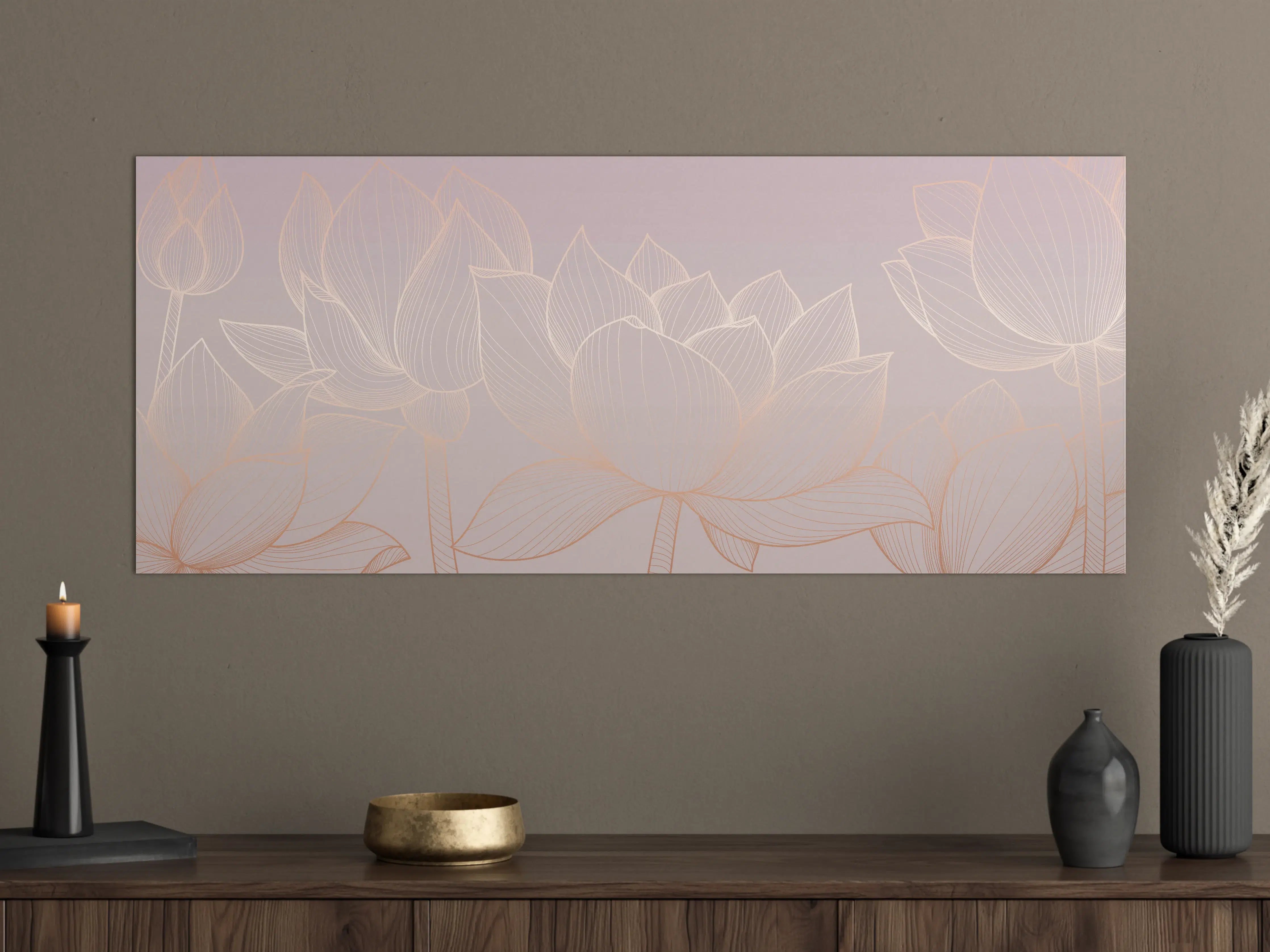 Große Wandbilder - Lotus-Lineart Pastelltöne