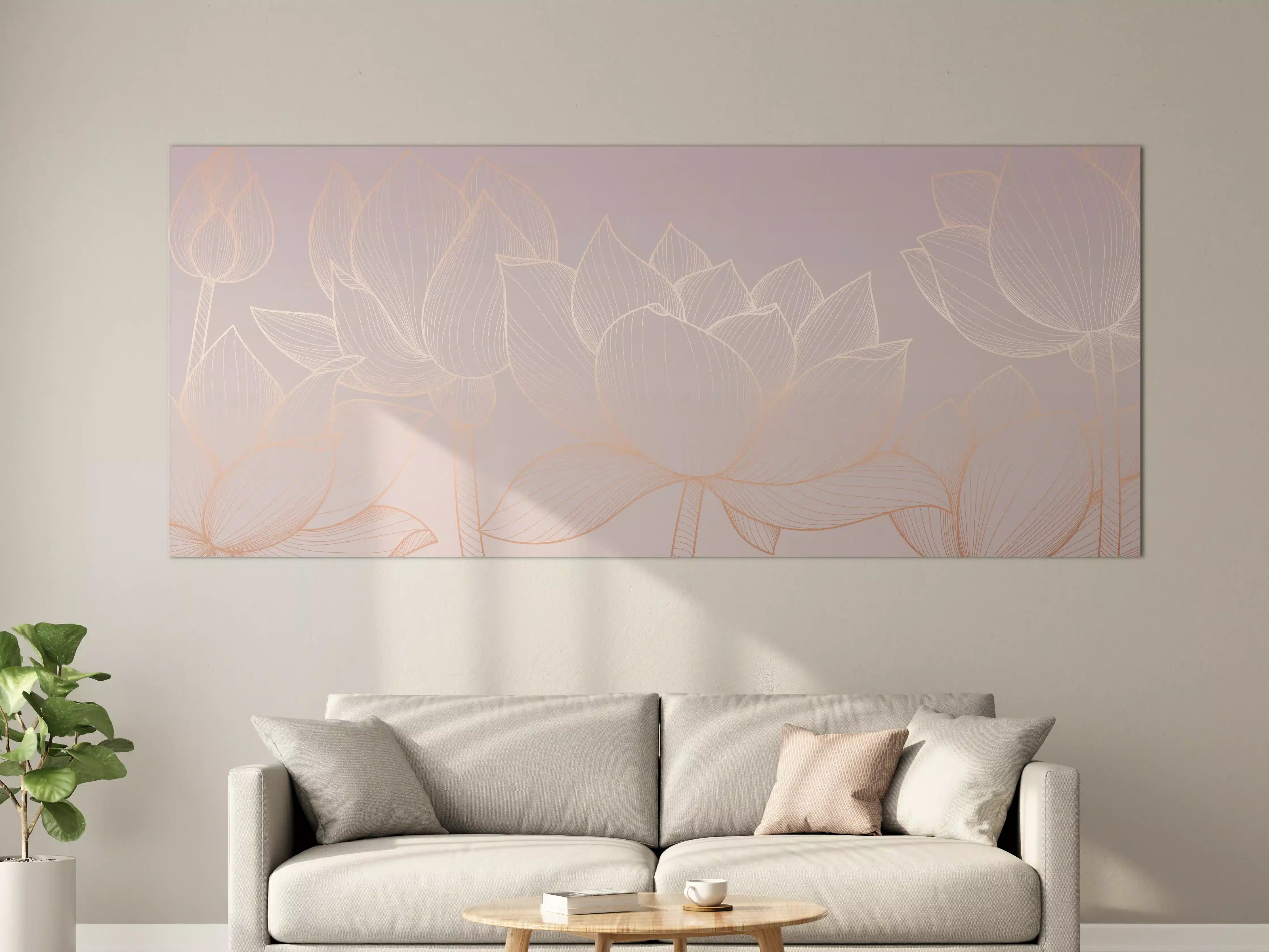 Große Wandbilder - Lotus-Lineart Pastelltöne