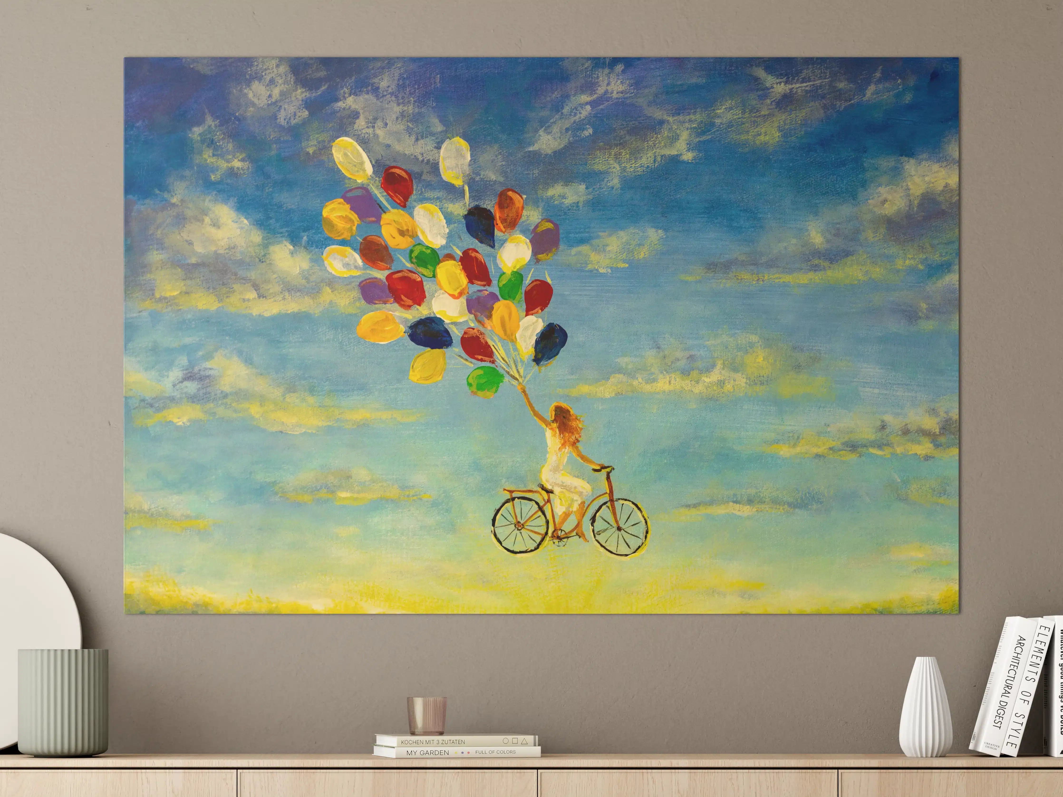 Große Wandbilder - Luftballon-Fahrrad Gemälde