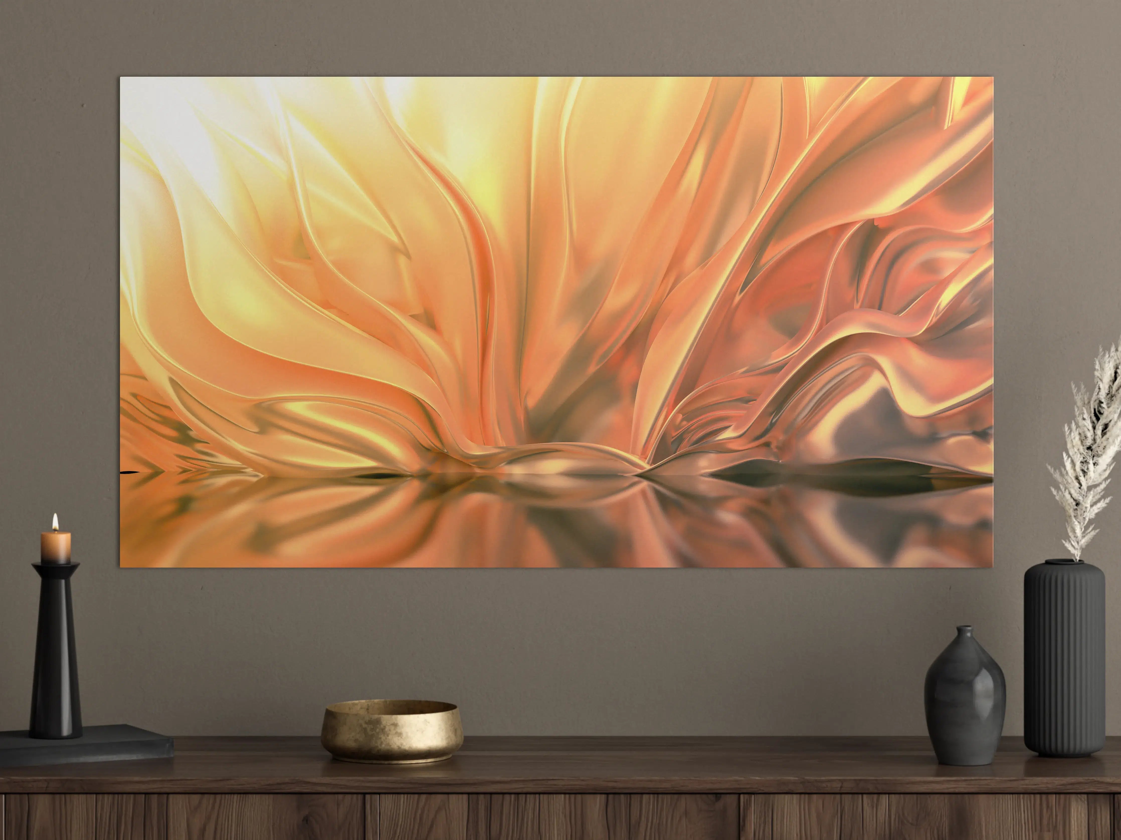 Große Wandbilder - Luxuriöse Gold- & Orangetöne mit sanften Farbverläufen