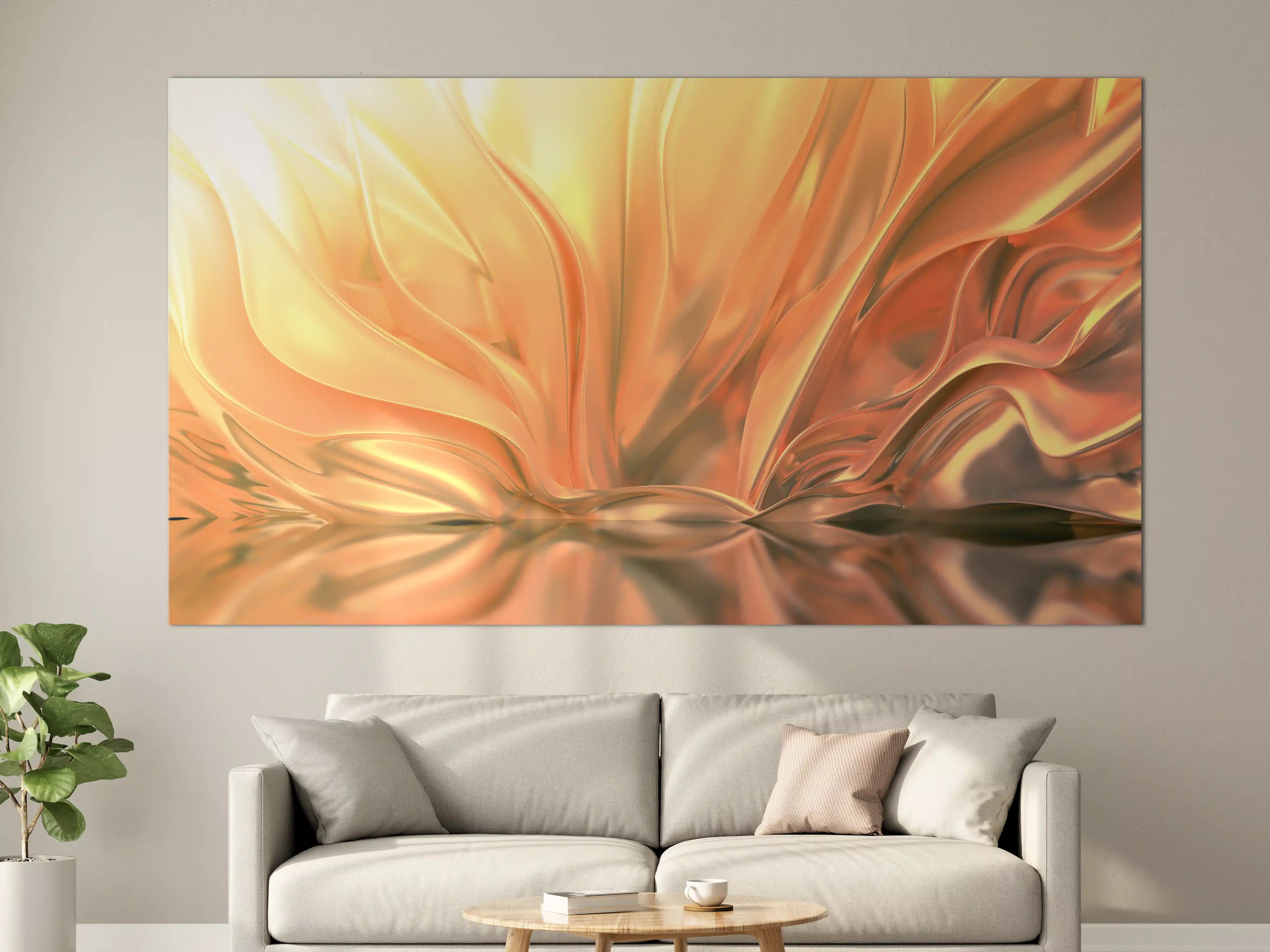 Große Wandbilder - Luxuriöse Gold- & Orangetöne mit sanften Farbverläufen