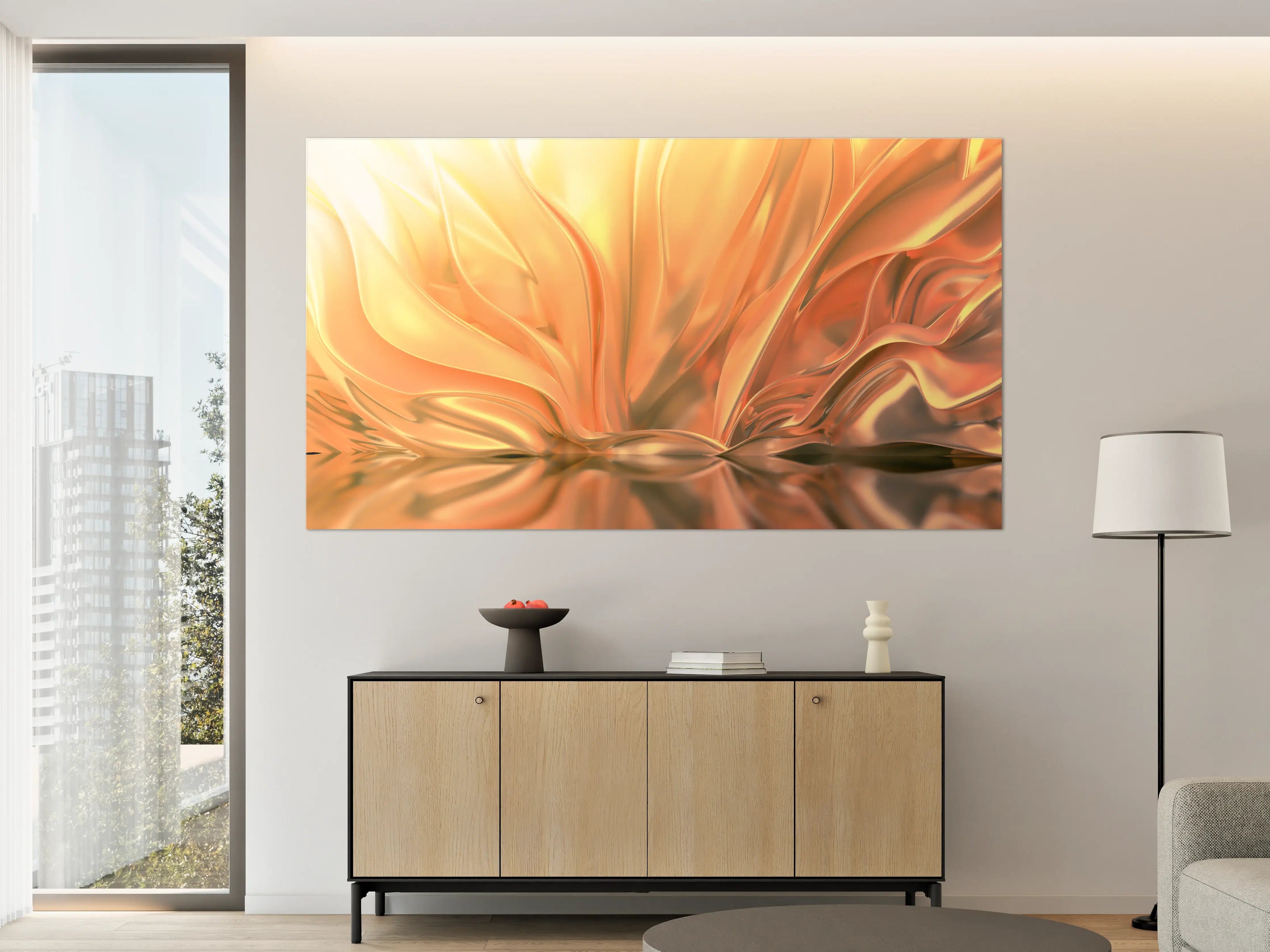 Große Wandbilder - Luxuriöse Gold- & Orangetöne mit sanften Farbverläufen