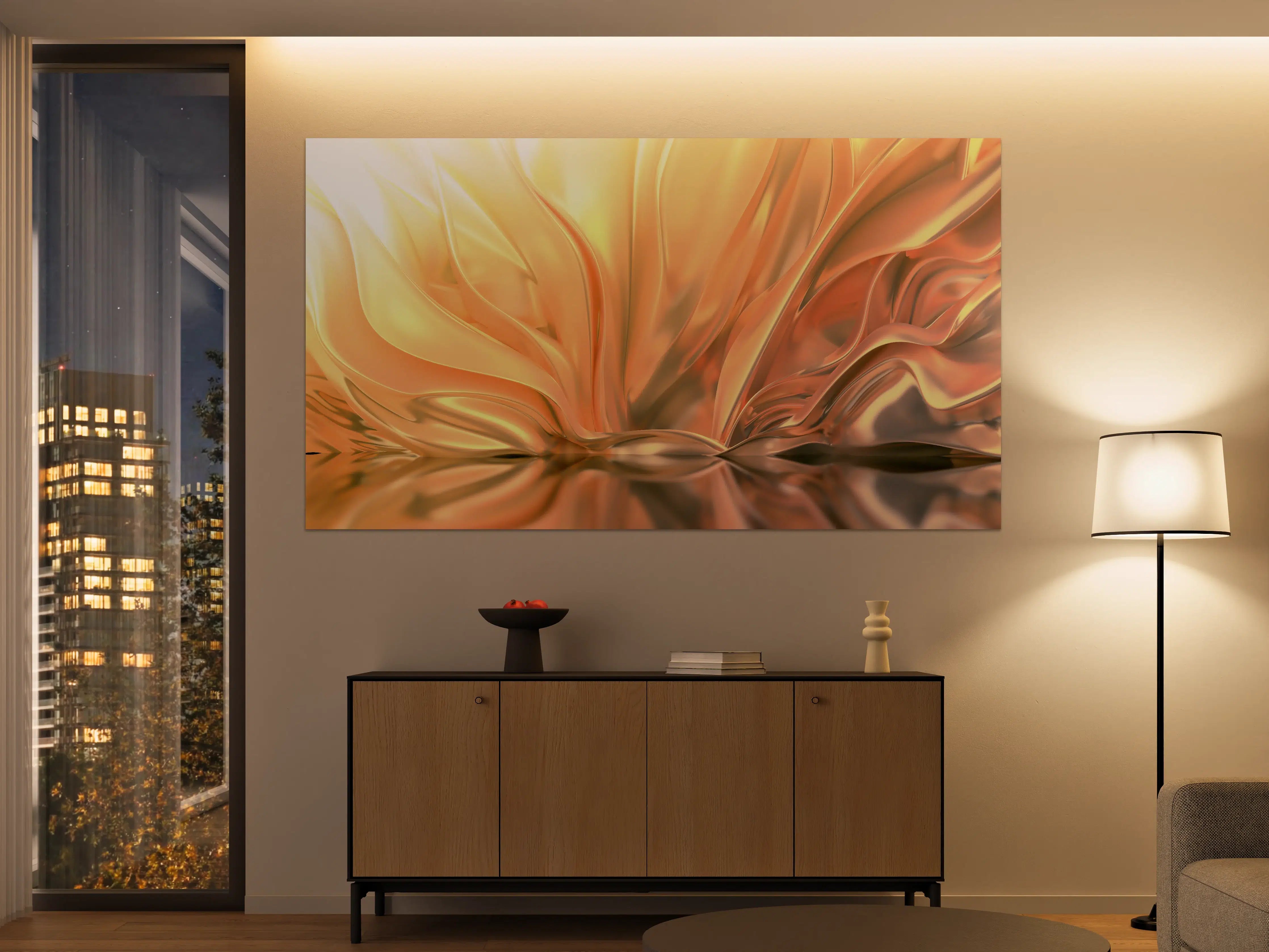 Große Wandbilder - Luxuriöse Gold- & Orangetöne mit sanften Farbverläufen