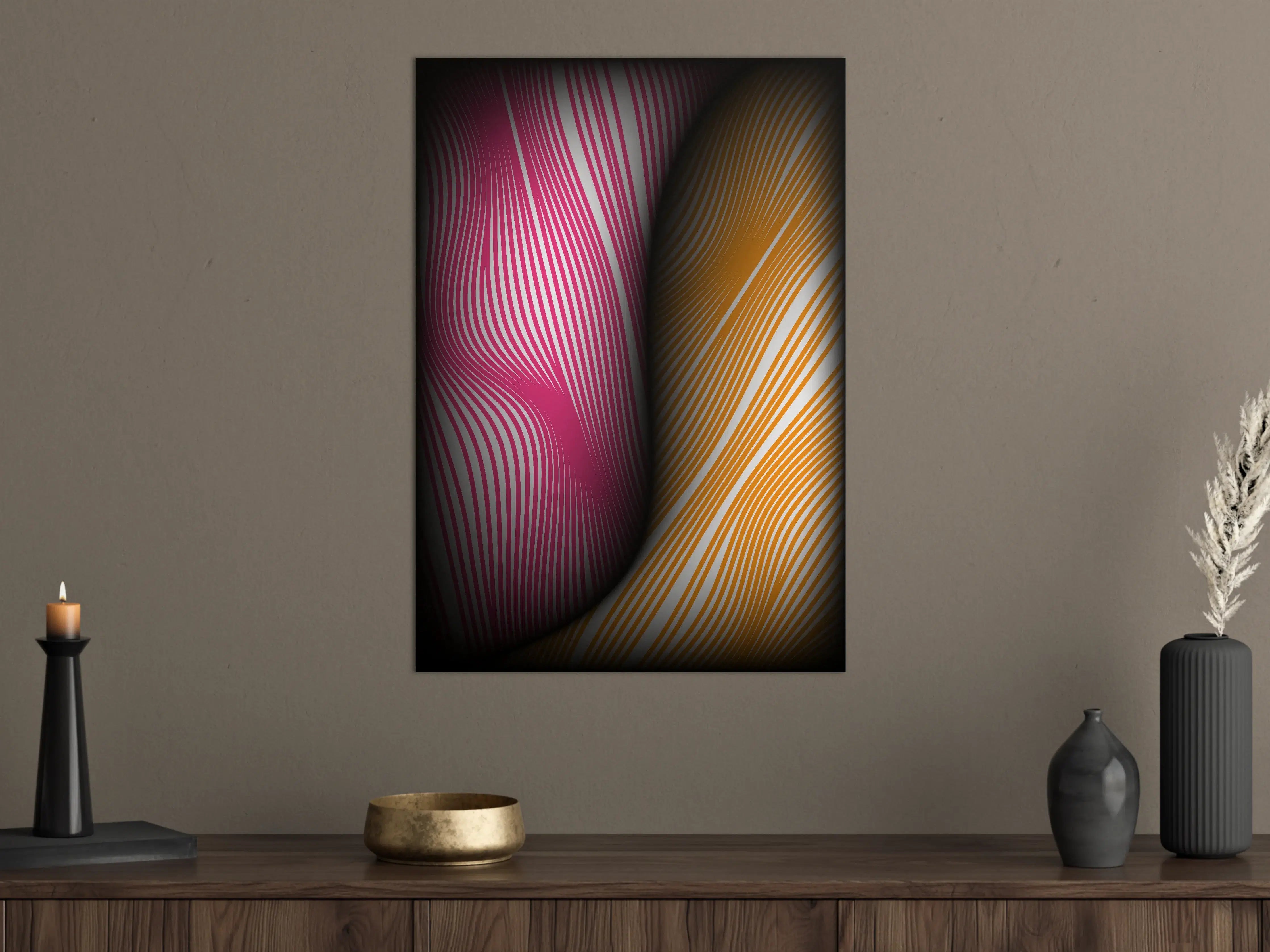 Große Wandbilder - Luxuriöse Gold- und Pink-Grafik mit schwarzen Akzenten
