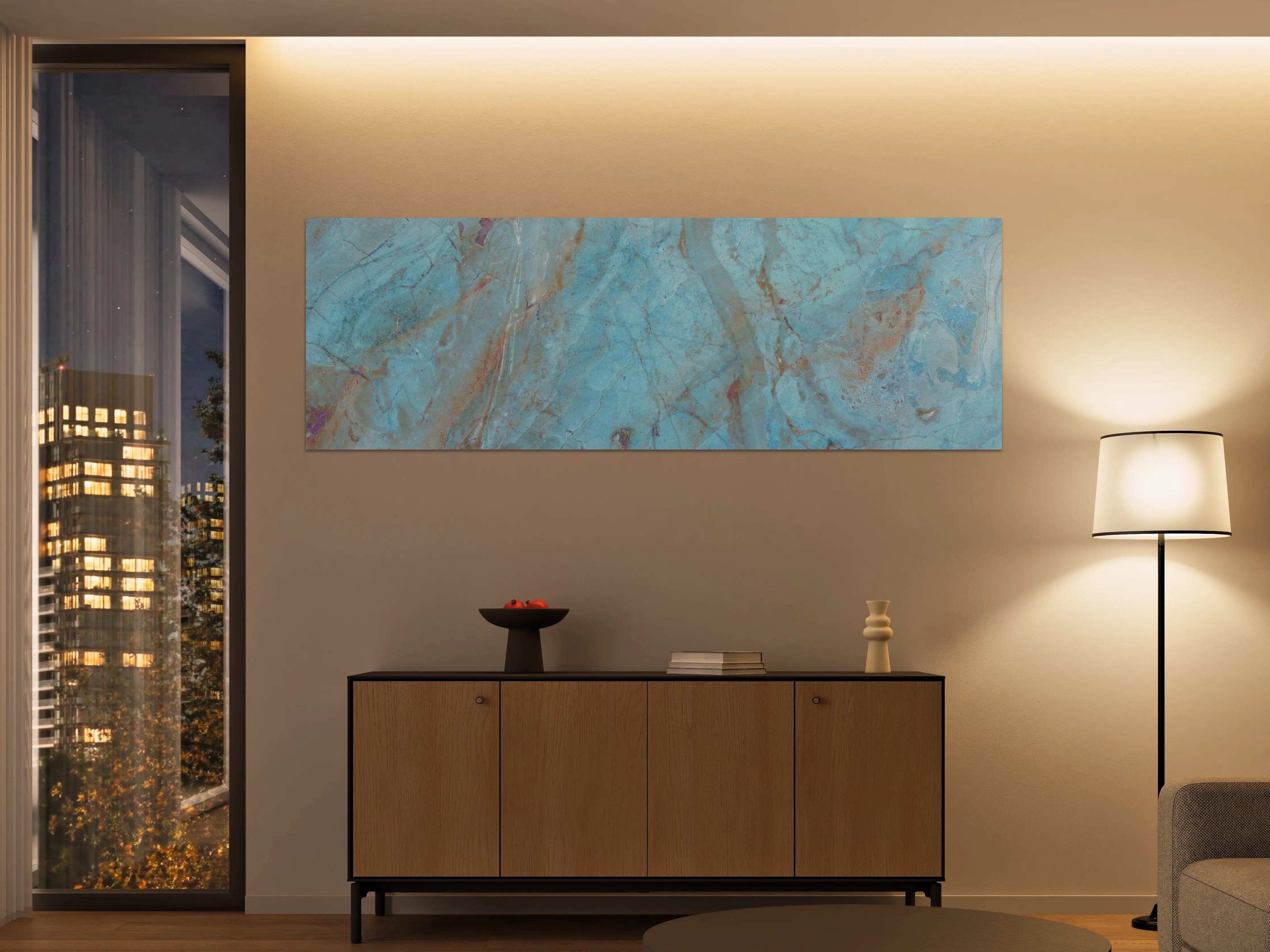 Große Wandbilder - Luxuriöser Onyxmarmor in Aqua Tone