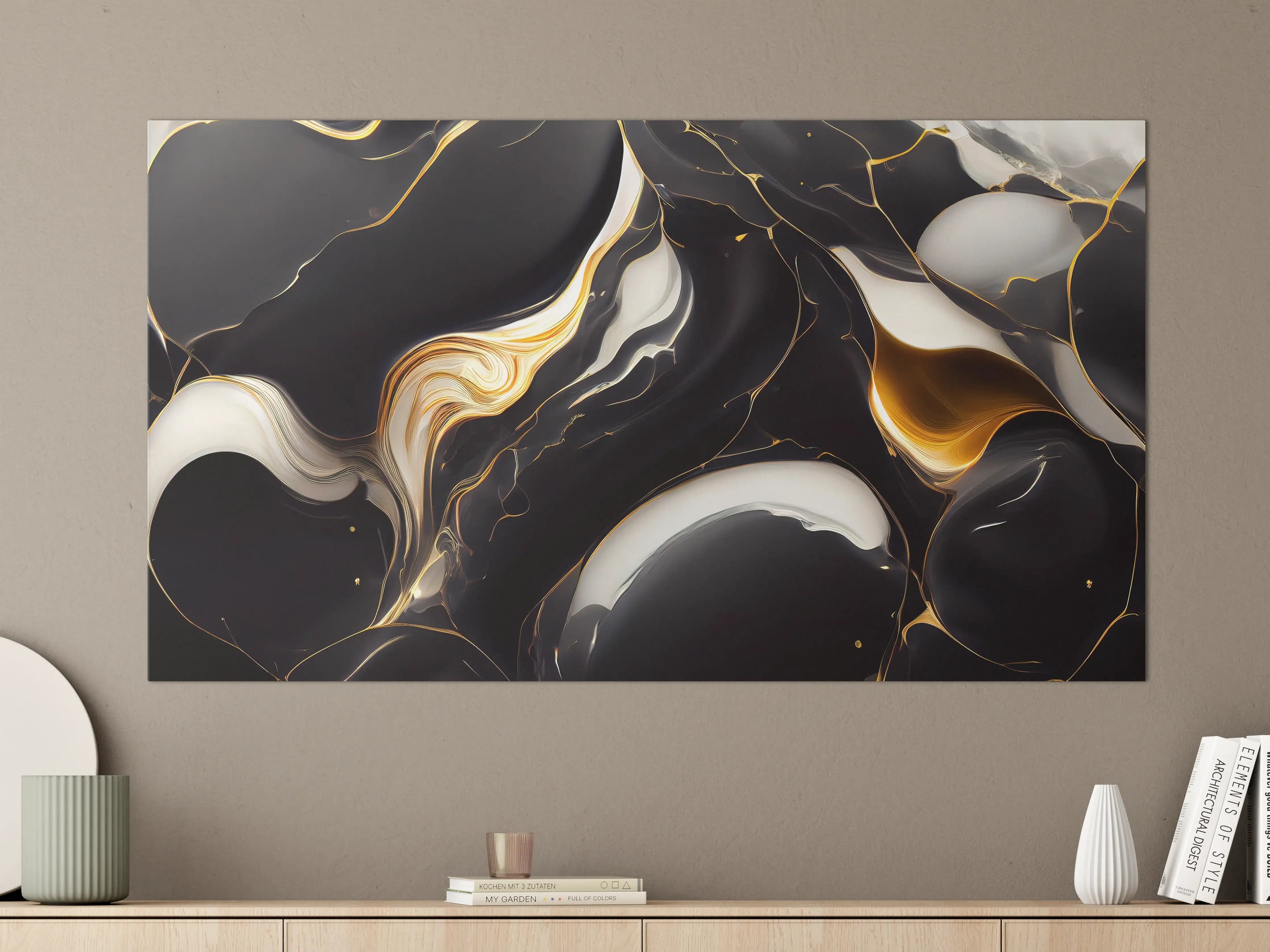Große Wandbilder - Luxus-Marmor-Design in Schwarz-Gold-Optik