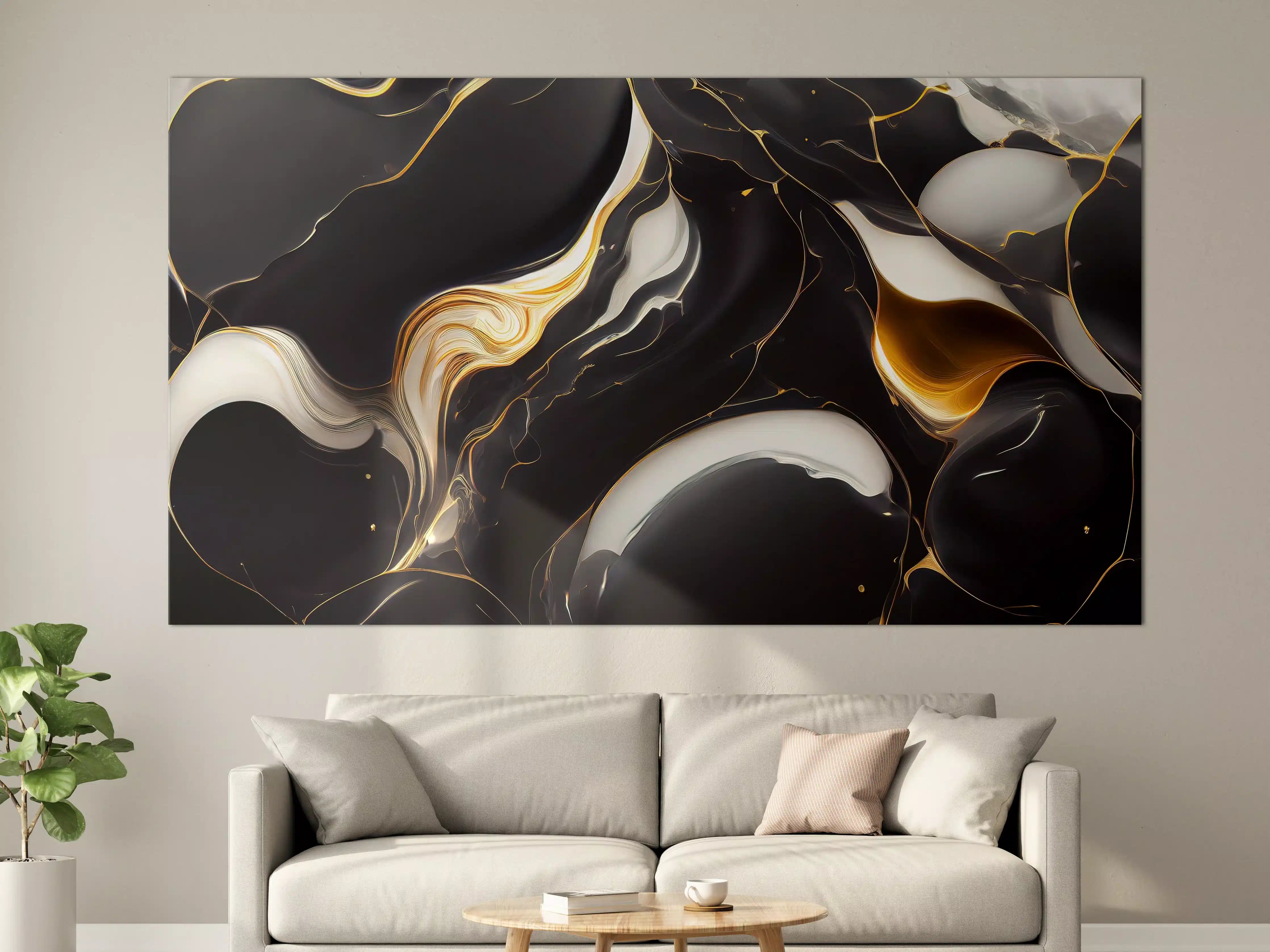 Große Wandbilder - Luxus-Marmor-Design in Schwarz-Gold-Optik