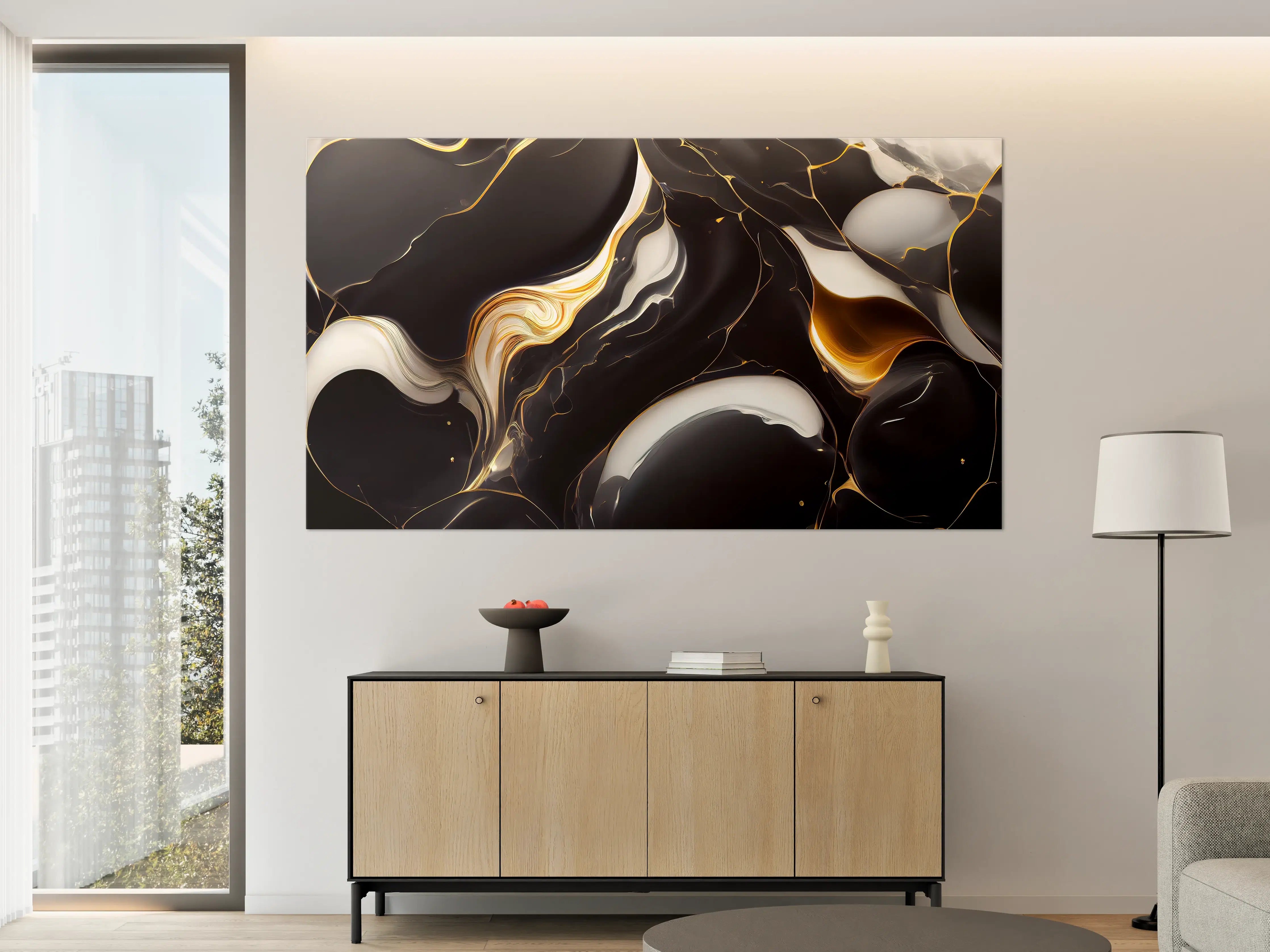 Große Wandbilder - Luxus-Marmor-Design in Schwarz-Gold-Optik