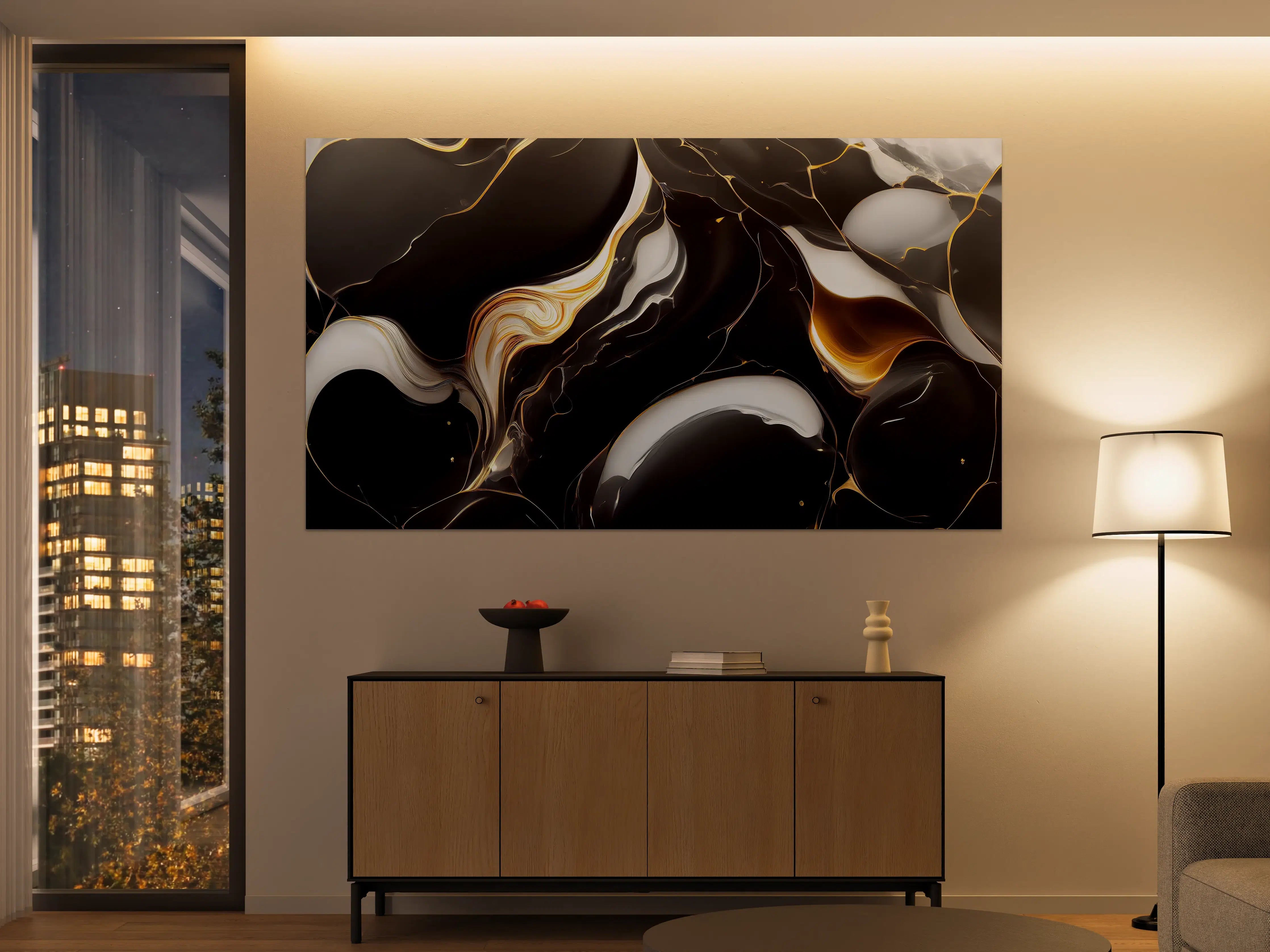 Große Wandbilder - Luxus-Marmor-Design in Schwarz-Gold-Optik