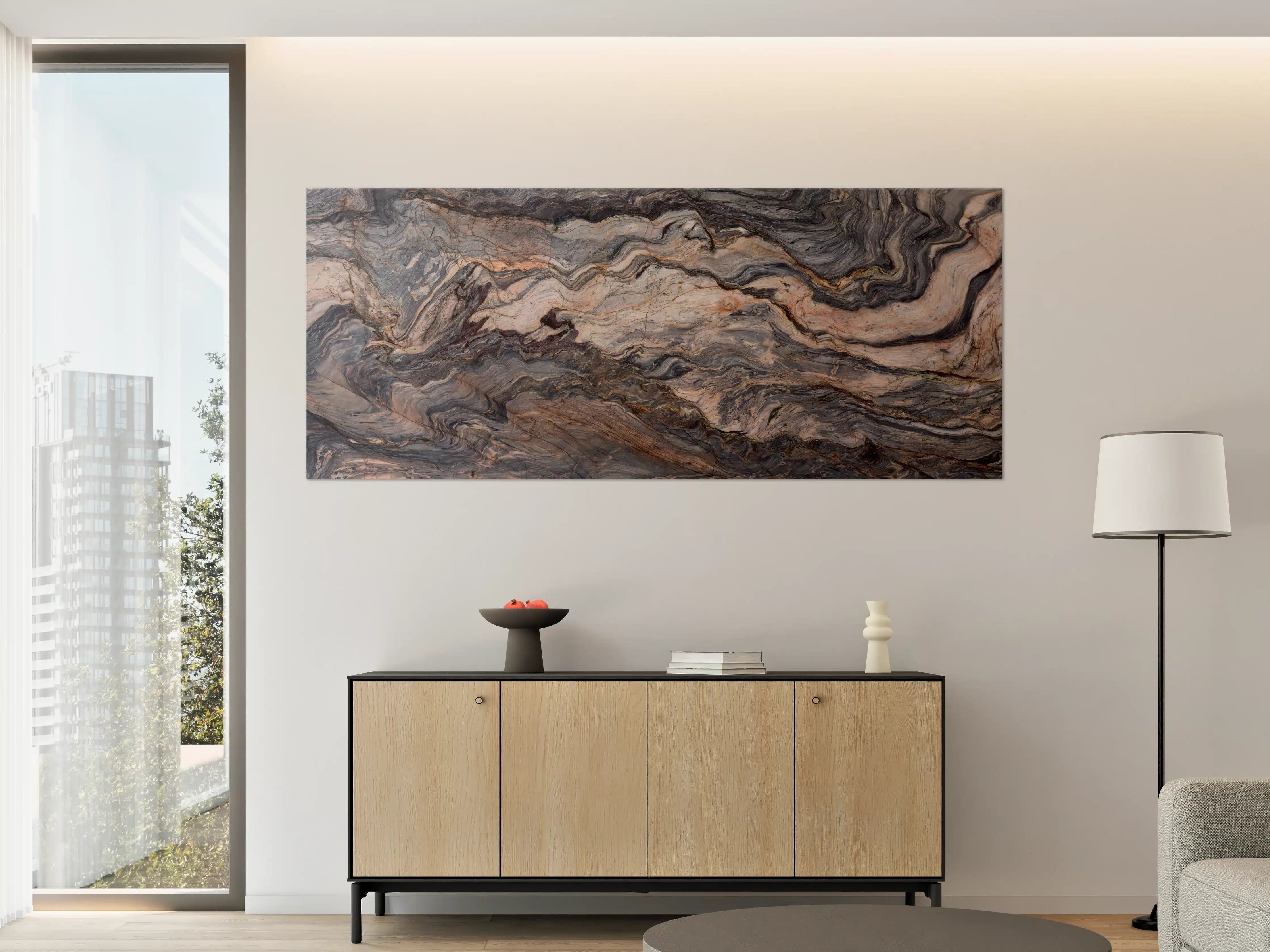 Große Wandbilder - Luxus-Weiße Marmor-Textur mit Grauakzenten