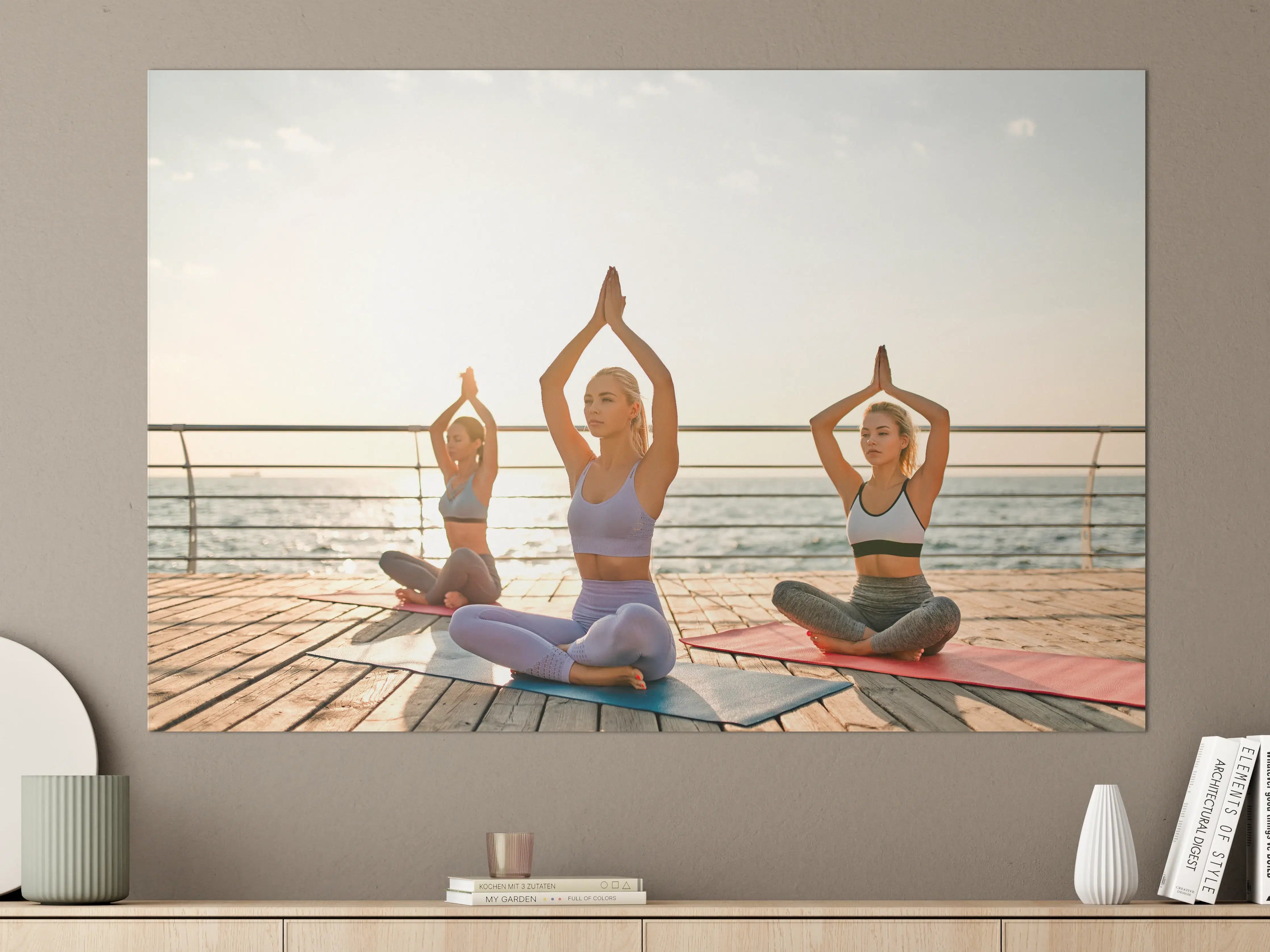 Große Wandbilder - Mädchen beim Yoga am Morgen