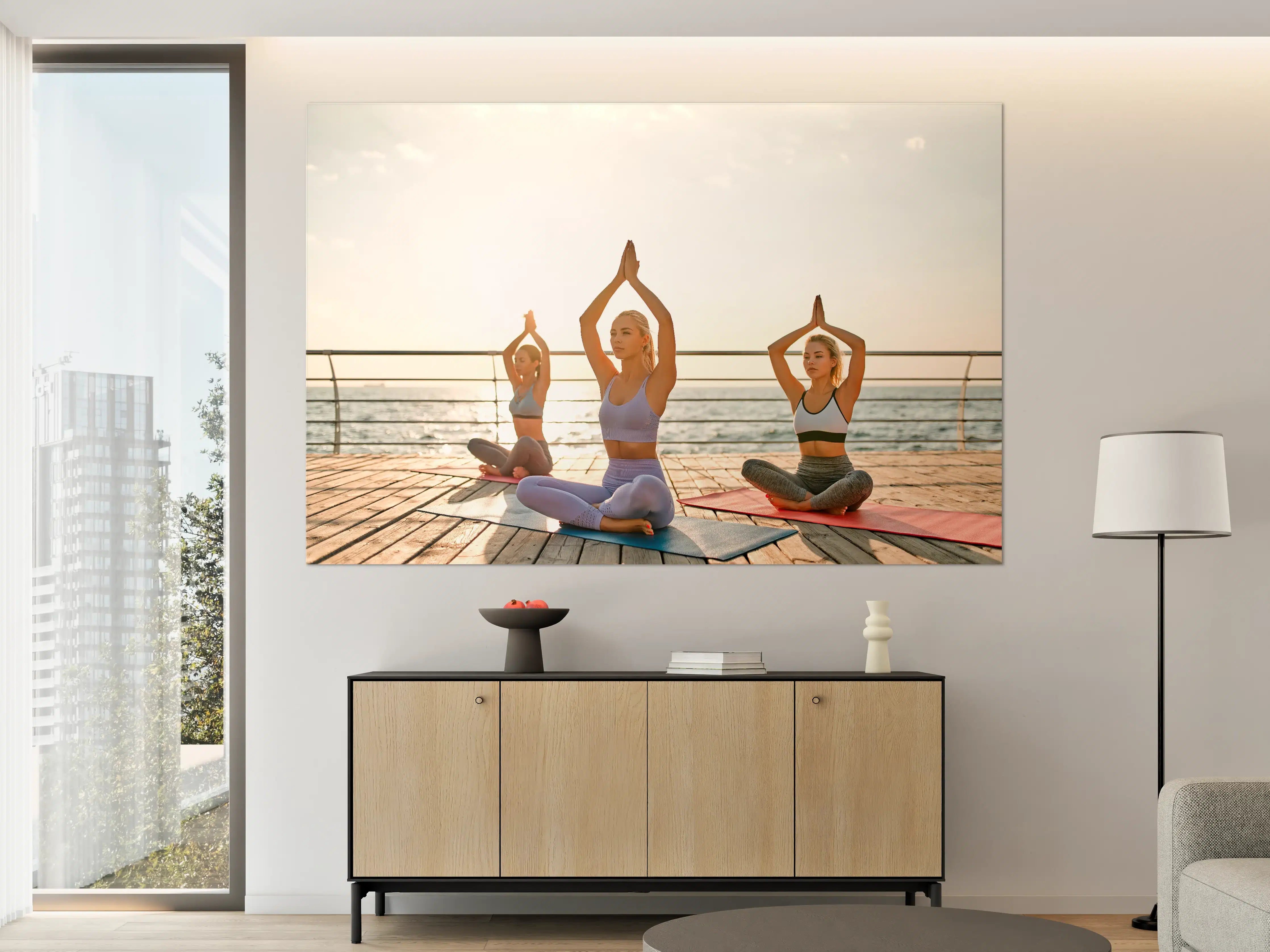 Große Wandbilder - Mädchen beim Yoga am Morgen