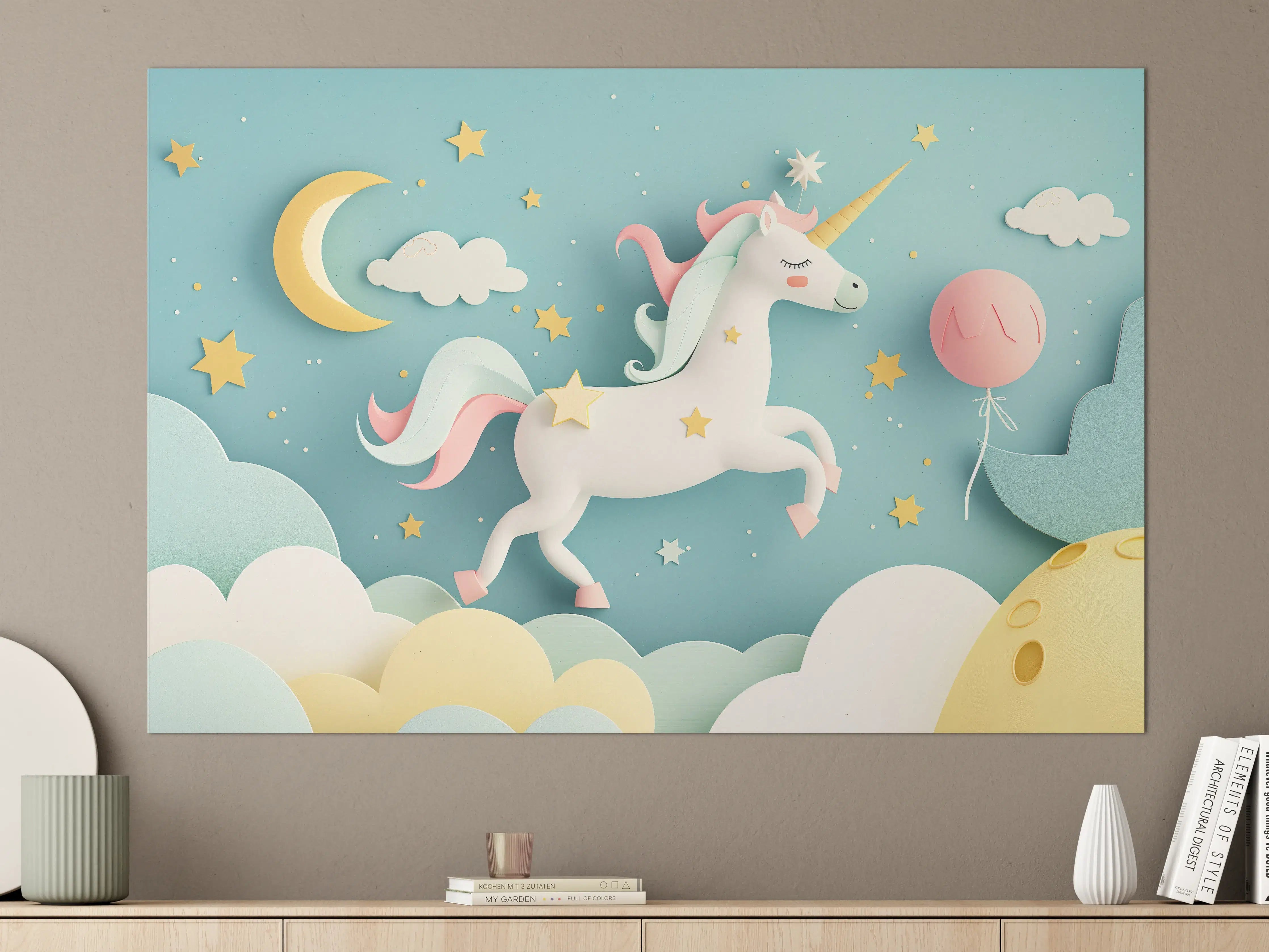 Große Wandbilder - Märchenhafter unicorn im Wolkenhimmel