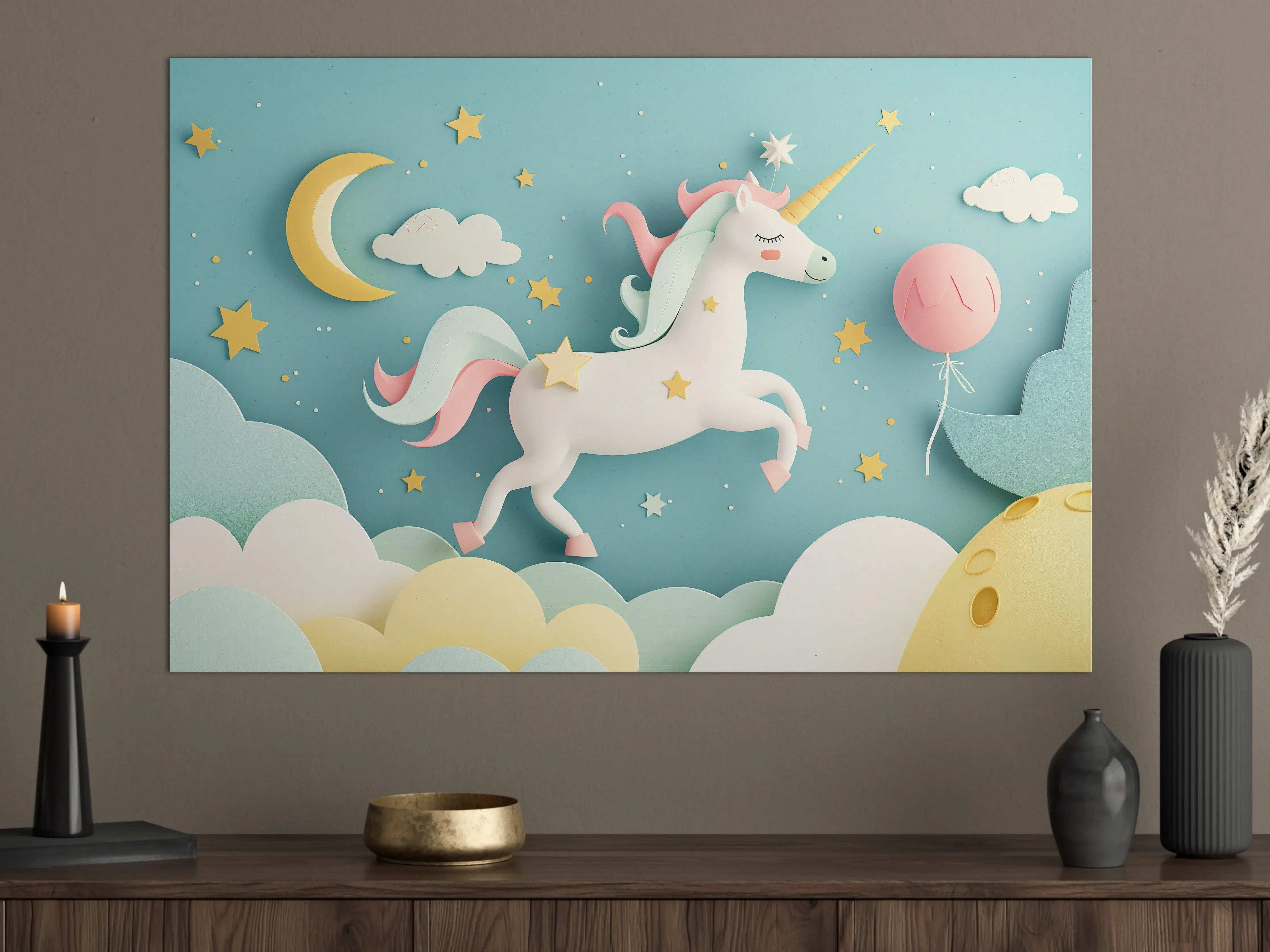 Große Wandbilder - Märchenhafter unicorn im Wolkenhimmel