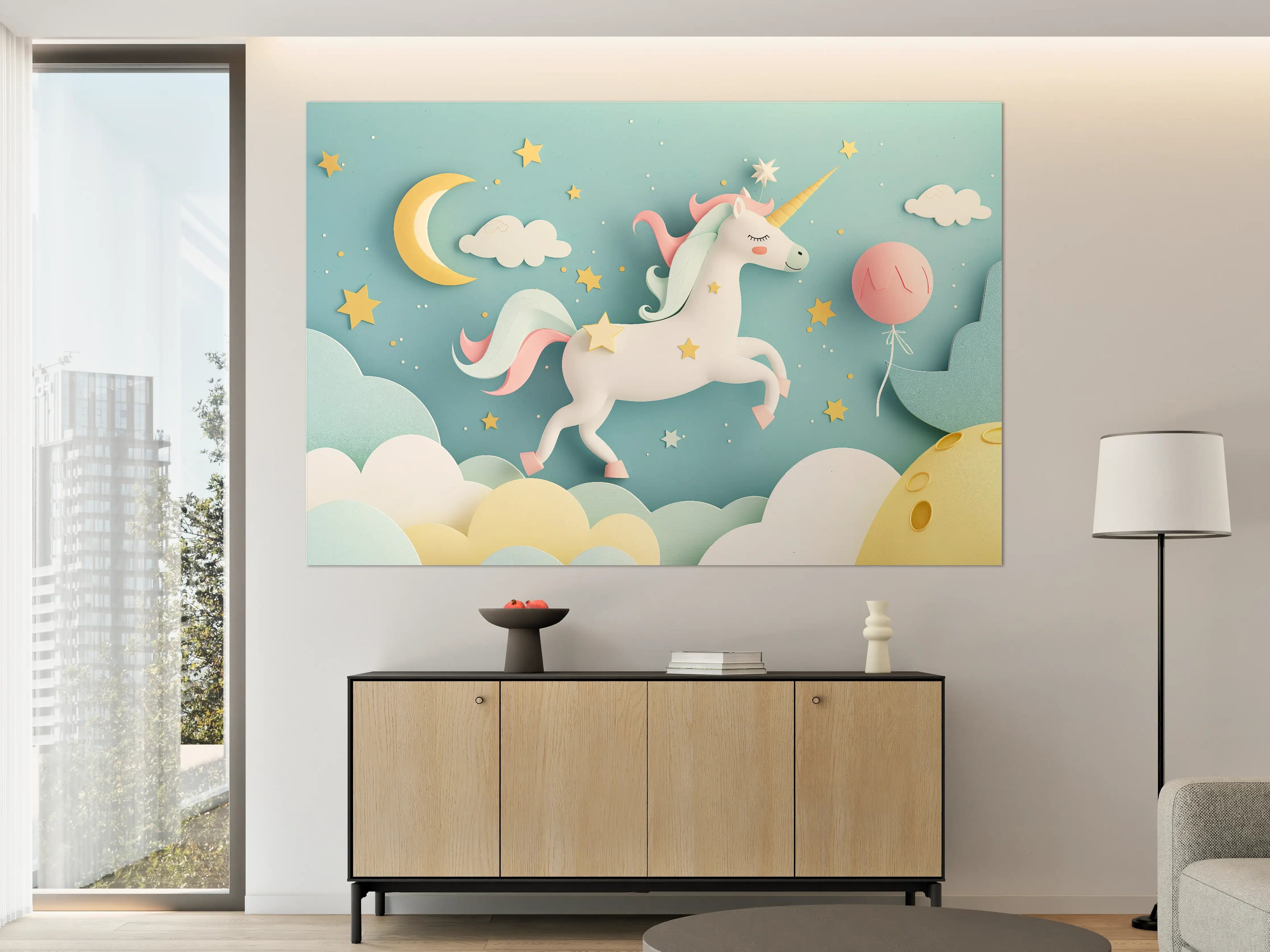 Große Wandbilder - Märchenhafter unicorn im Wolkenhimmel