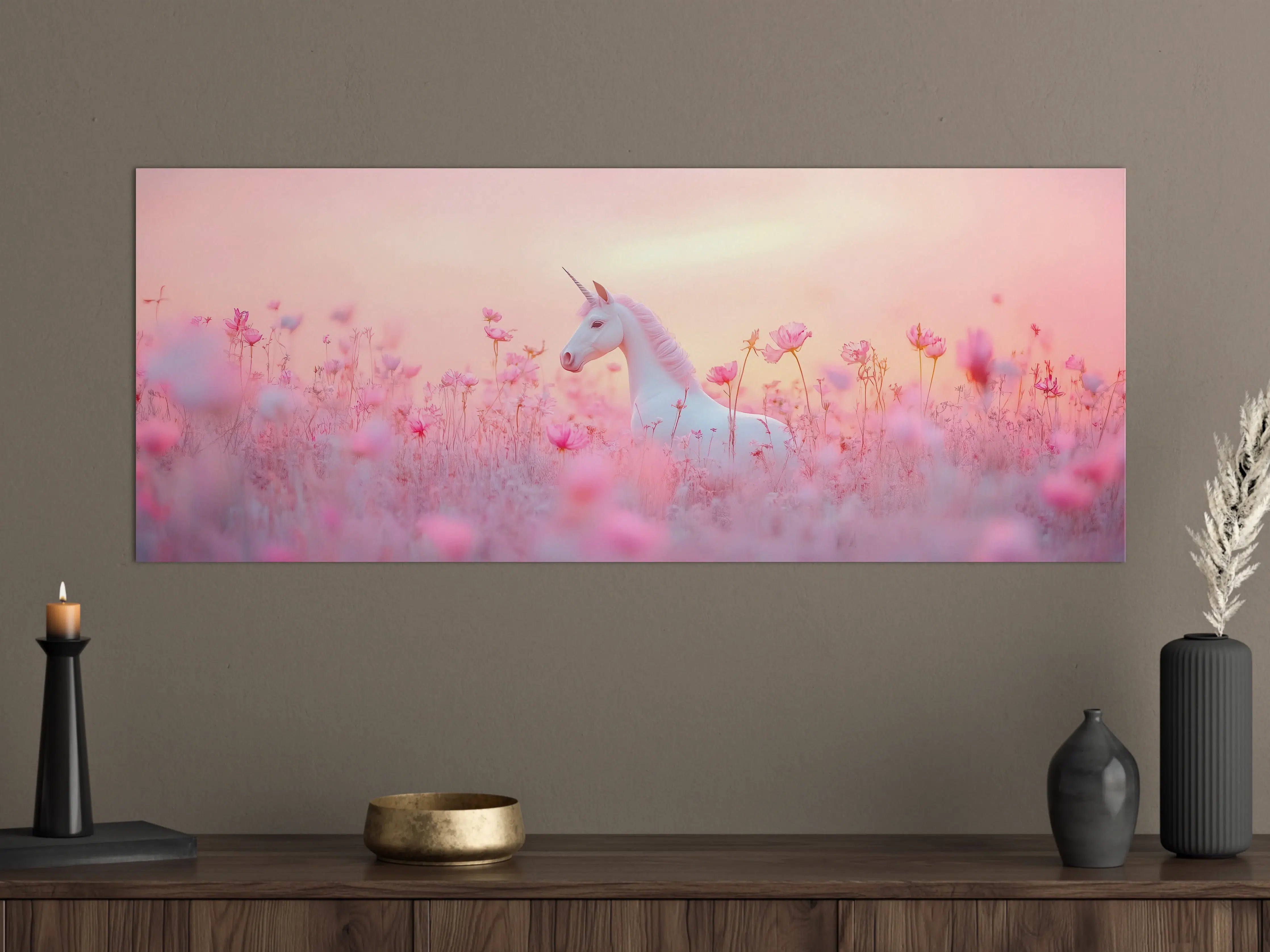 Große Wandbilder - Maestatischer weiarbenes Einhorn in PinkblFcFen