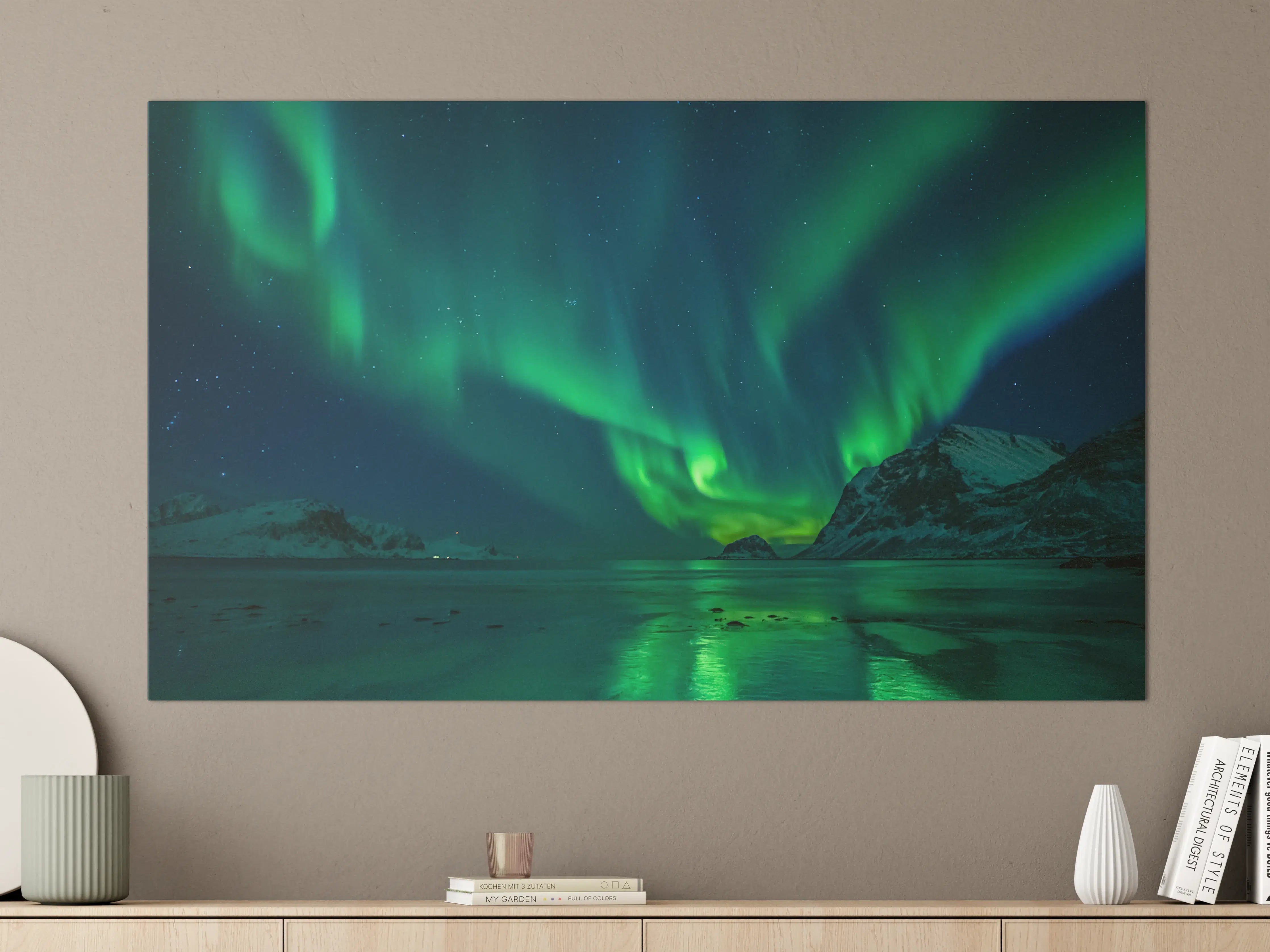 Große Wandbilder - Magische Nordlichter am Strand