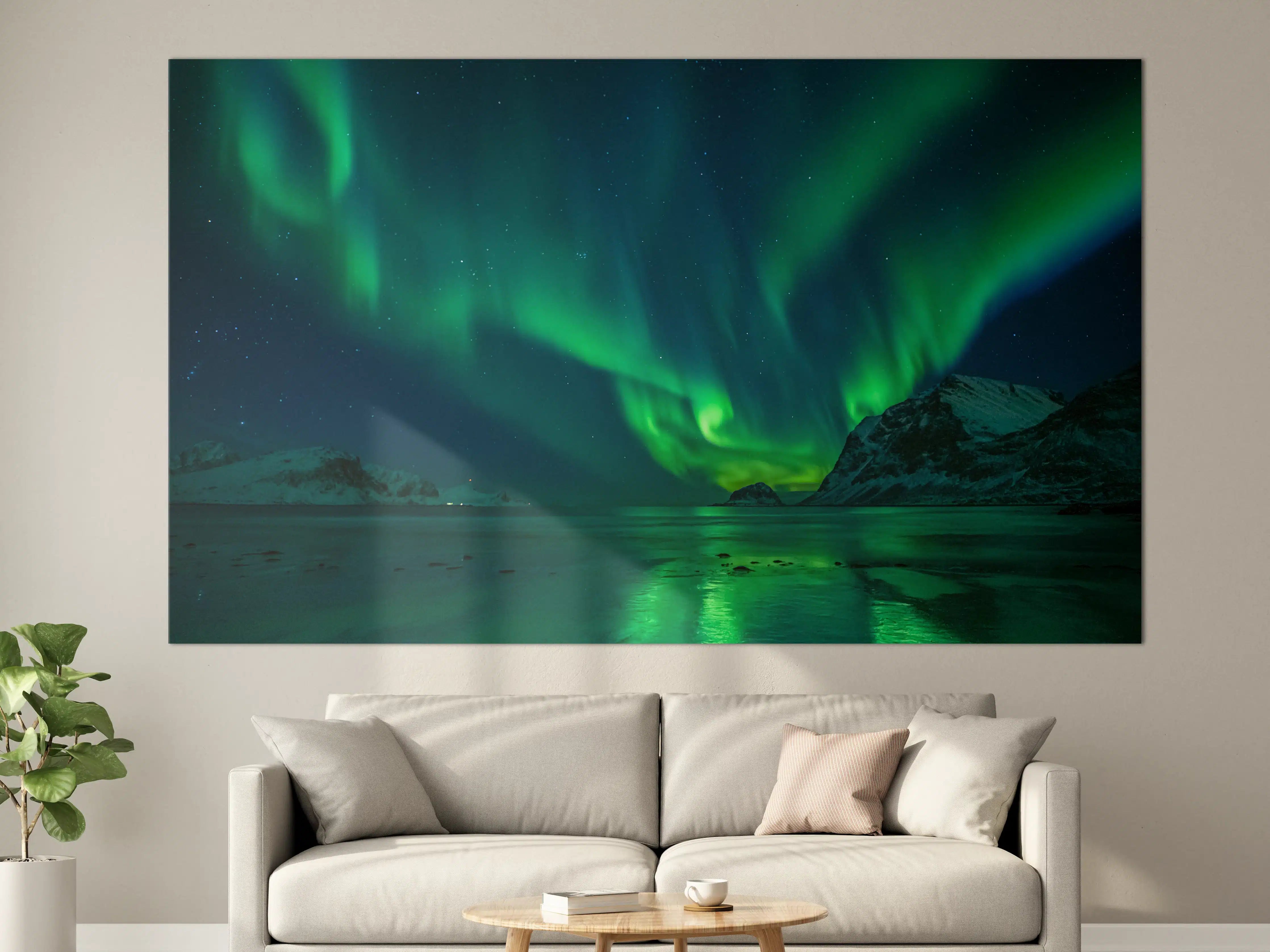 Große Wandbilder - Magische Nordlichter am Strand