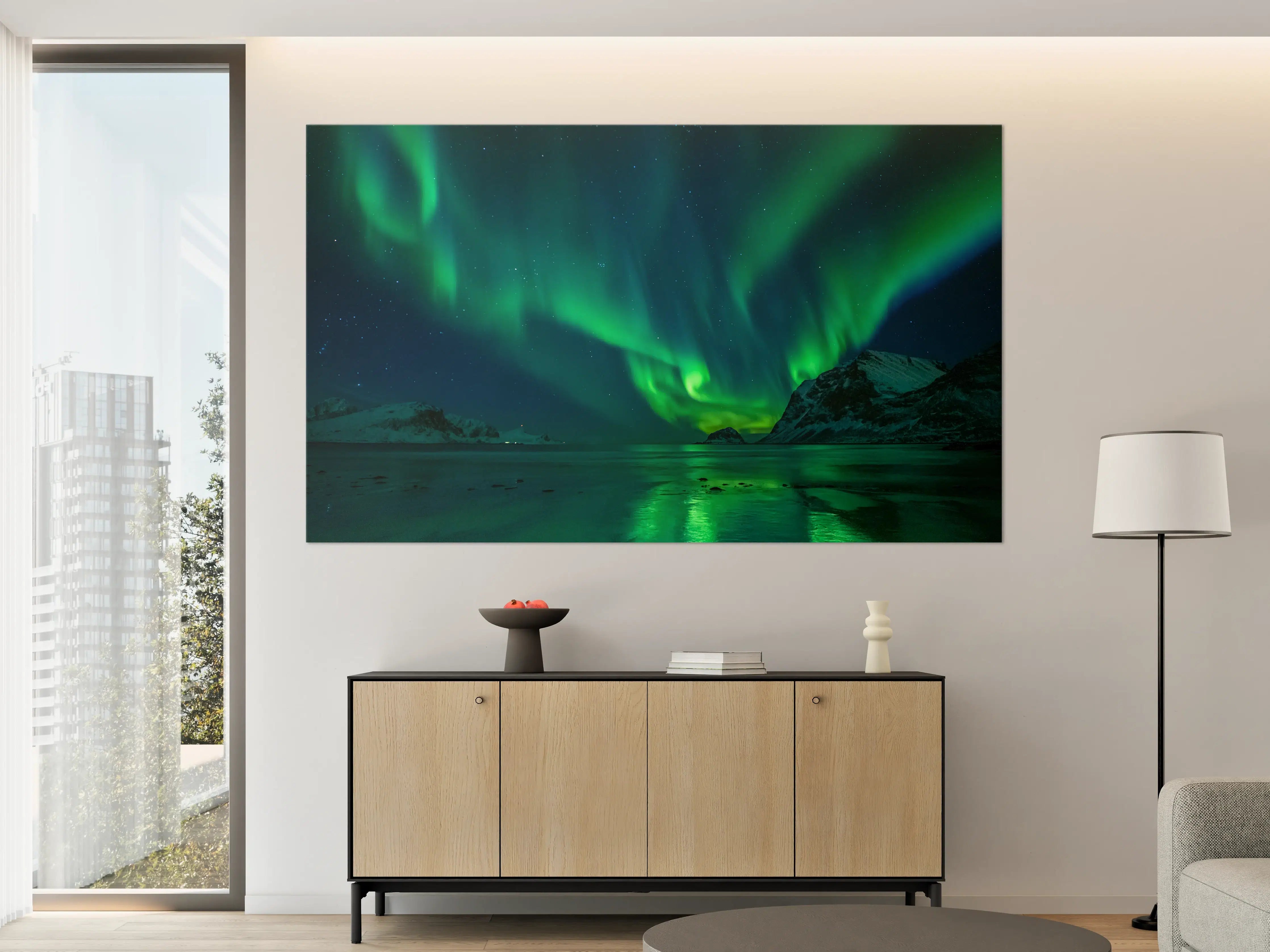 Große Wandbilder - Magische Nordlichter am Strand