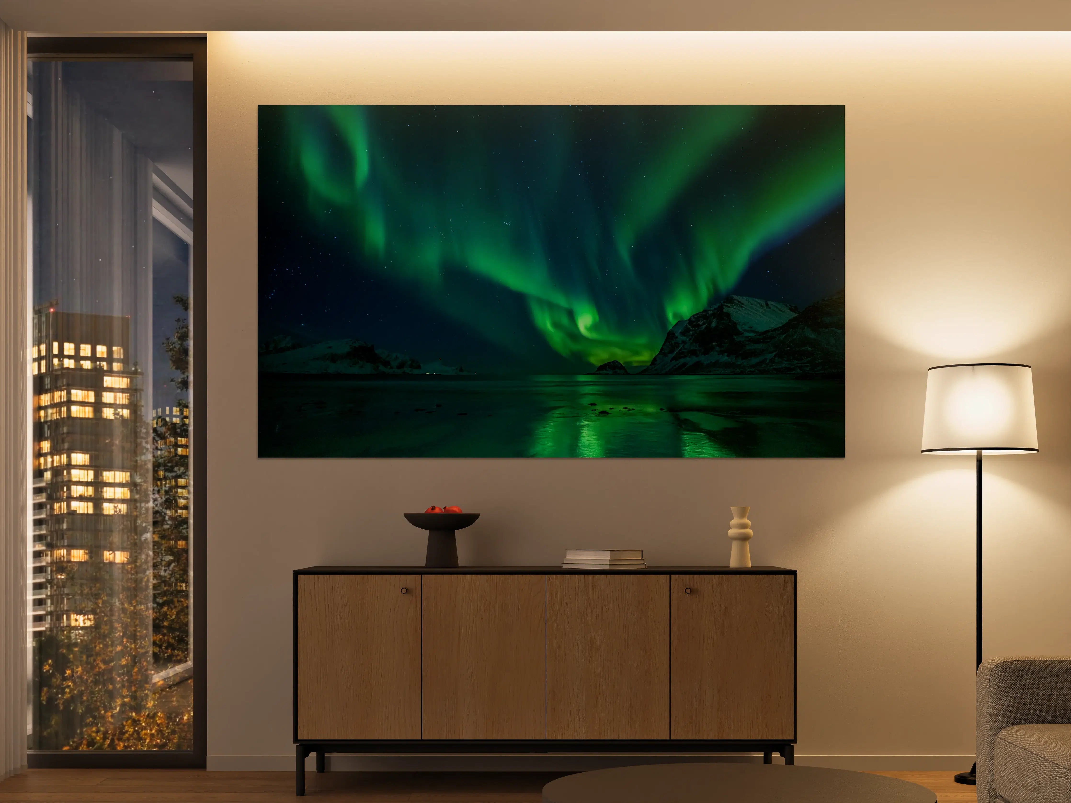 Große Wandbilder - Magische Nordlichter am Strand