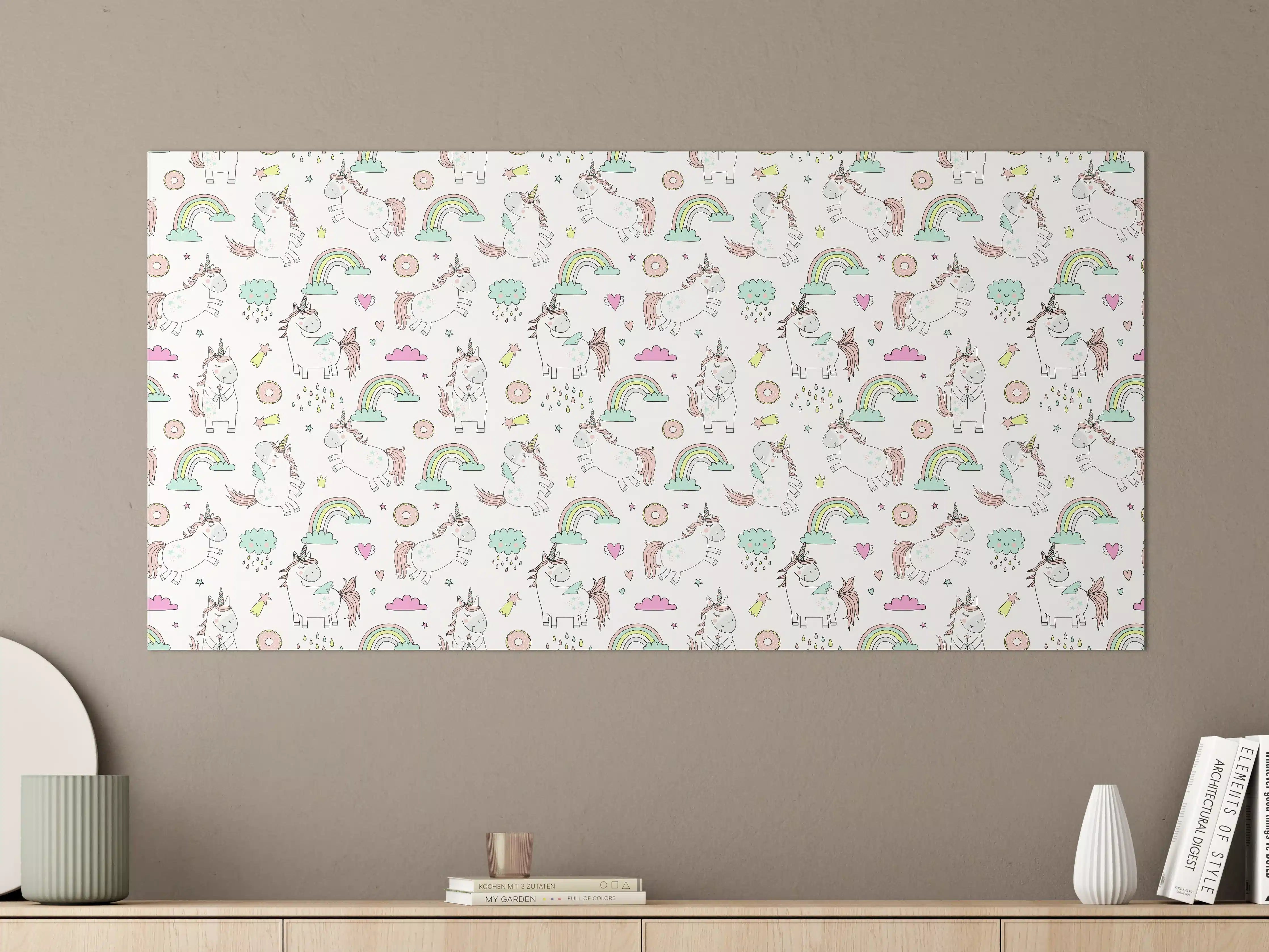 Große Wandbilder - Magischer Einhorn- und Regenbogen-Print