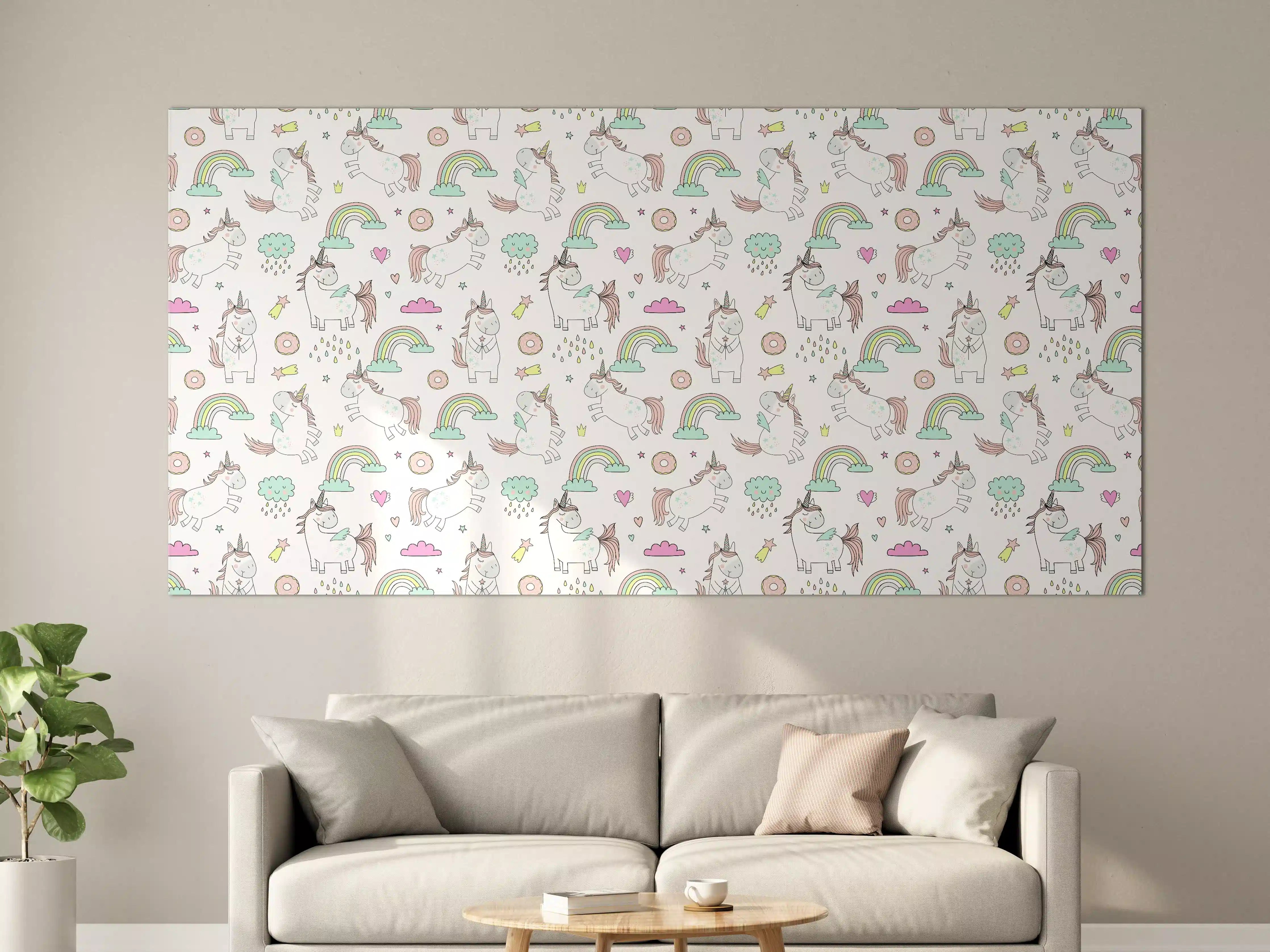 Große Wandbilder - Magischer Einhorn- und Regenbogen-Print