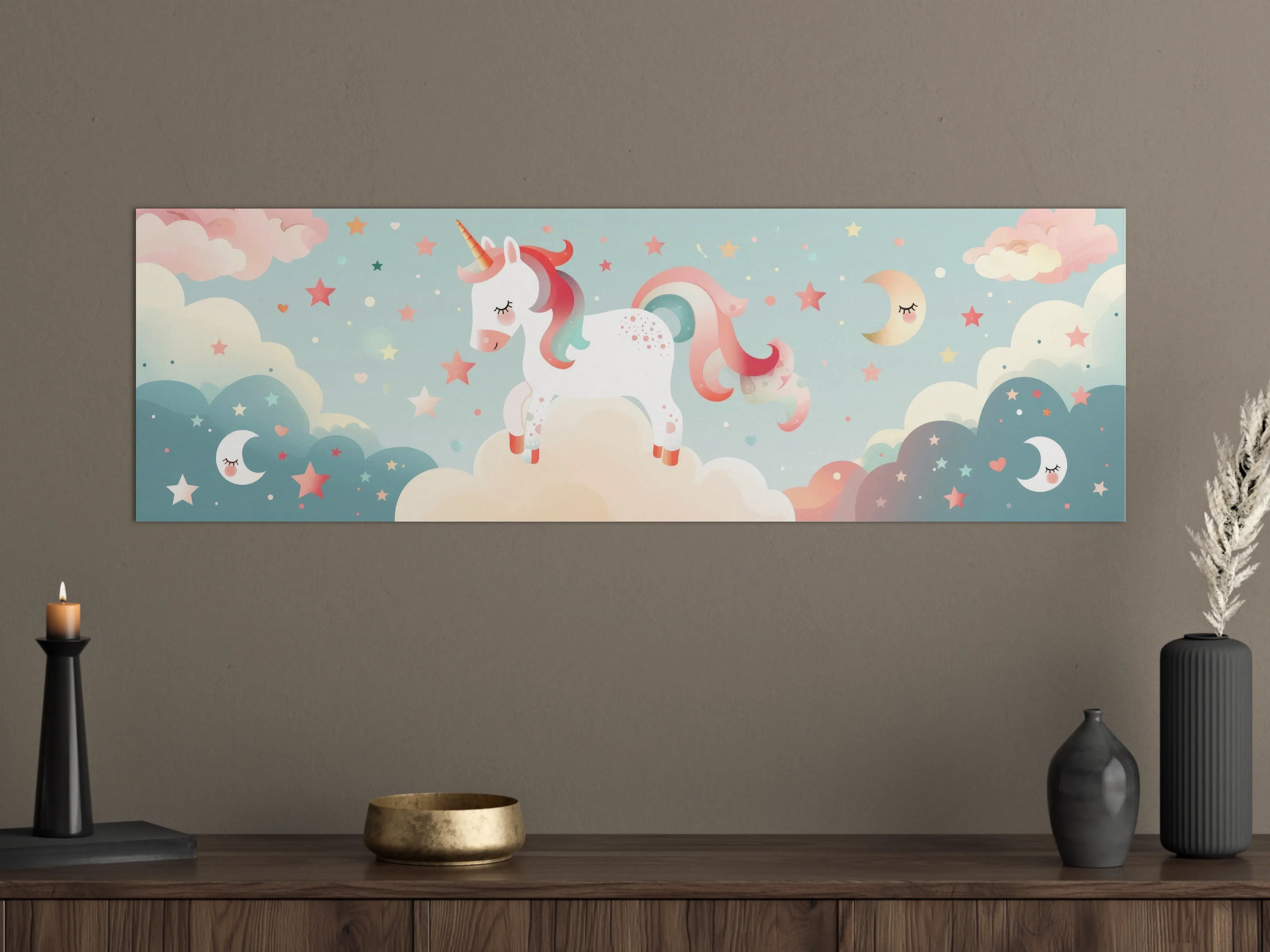Große Wandbilder - Magischer Einhorn-Himmel mit Wolken und Sternen
