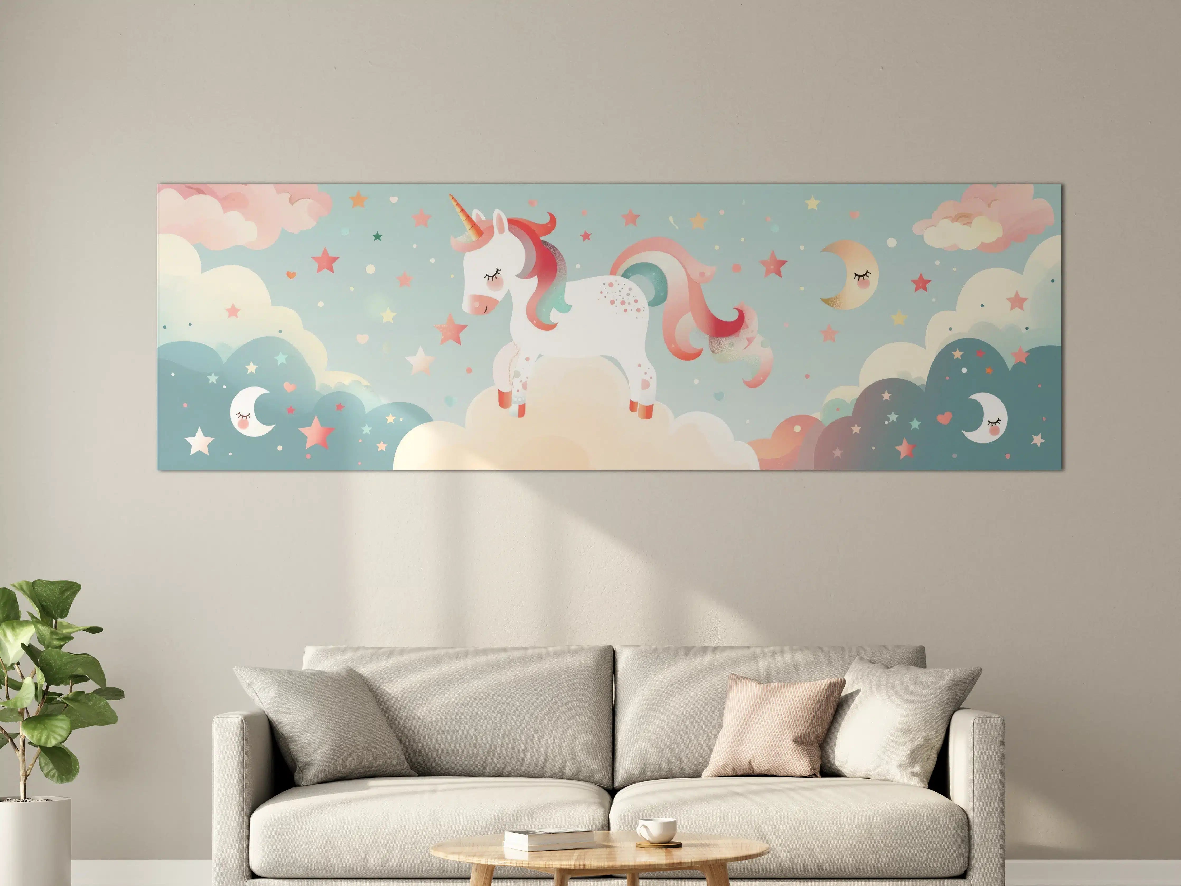 Große Wandbilder - Magischer Einhorn-Himmel mit Wolken und Sternen