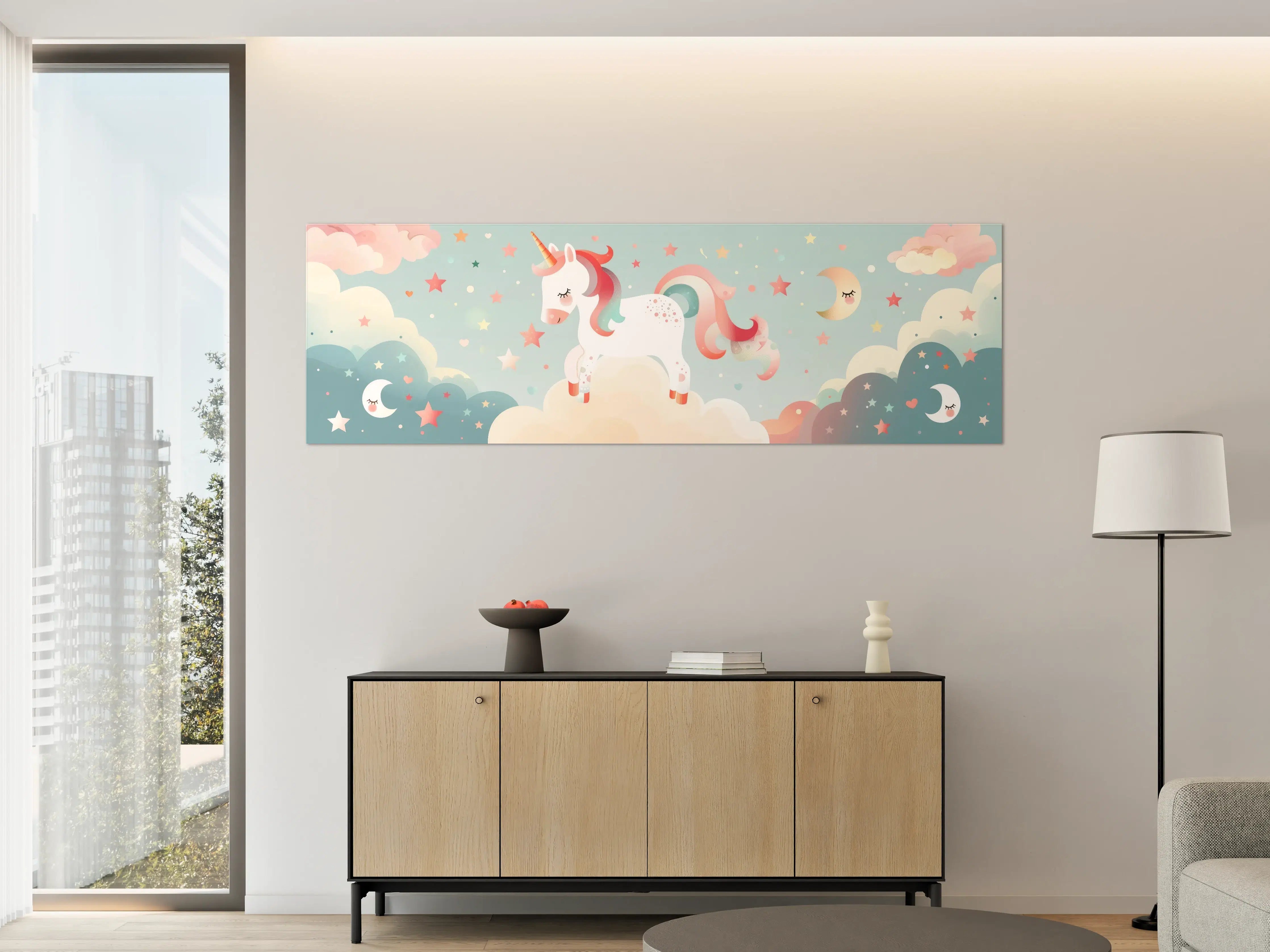 Große Wandbilder - Magischer Einhorn-Himmel mit Wolken und Sternen