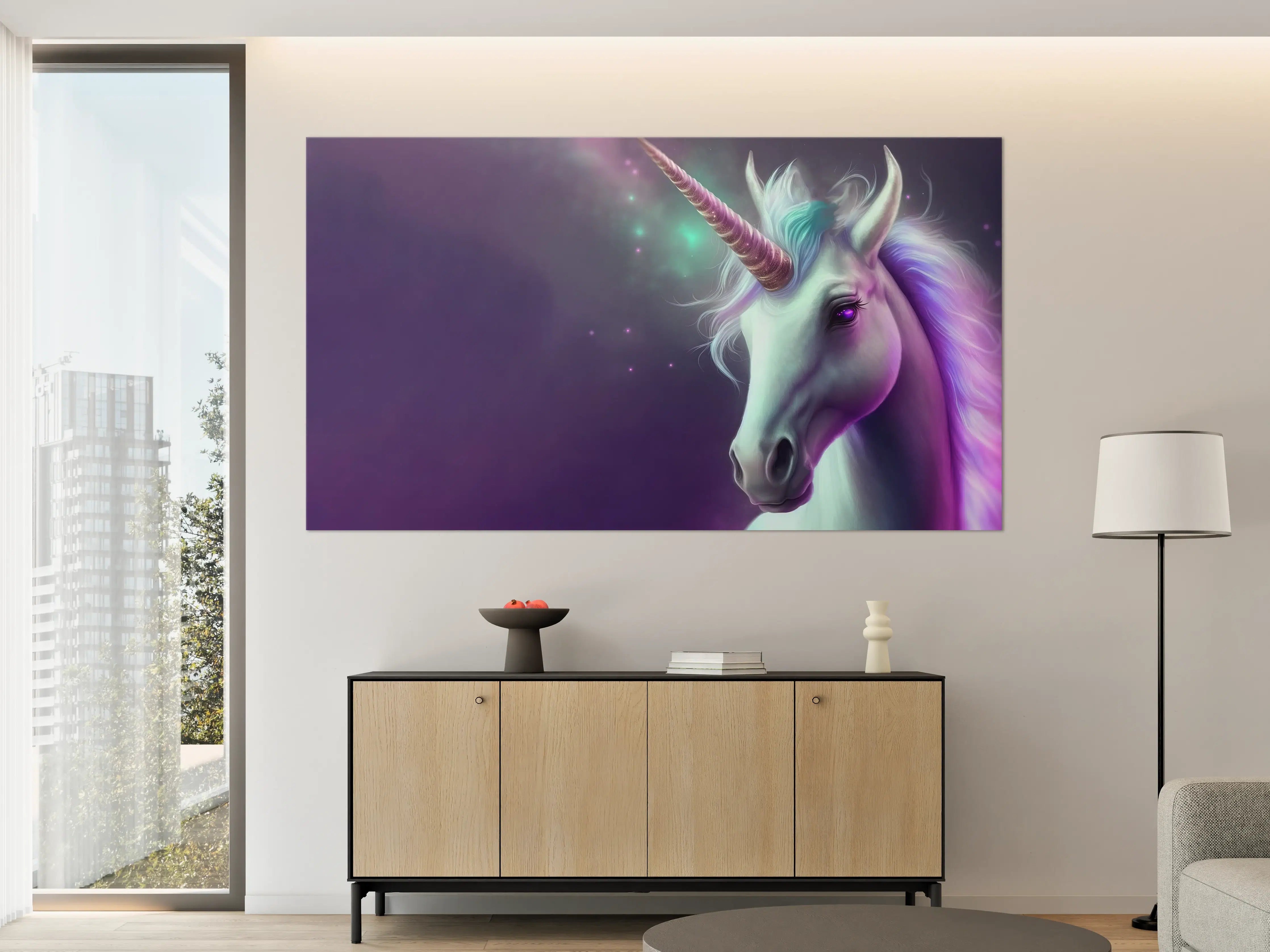 Große Wandbilder - Magischer Einhornhimmel in Pastellfarben