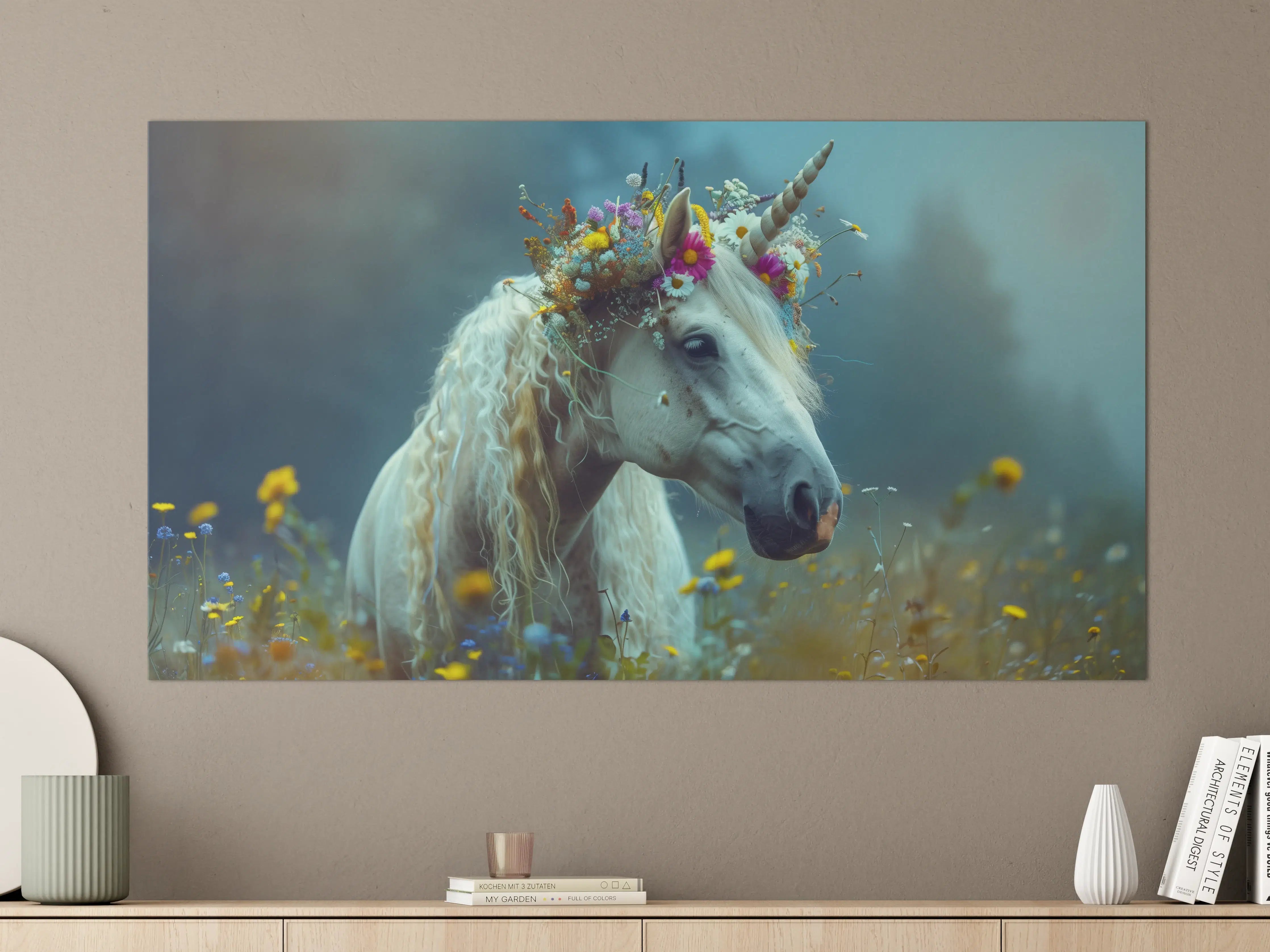 Große Wandbilder - Magischer Einhorntraum in blauen Tönen