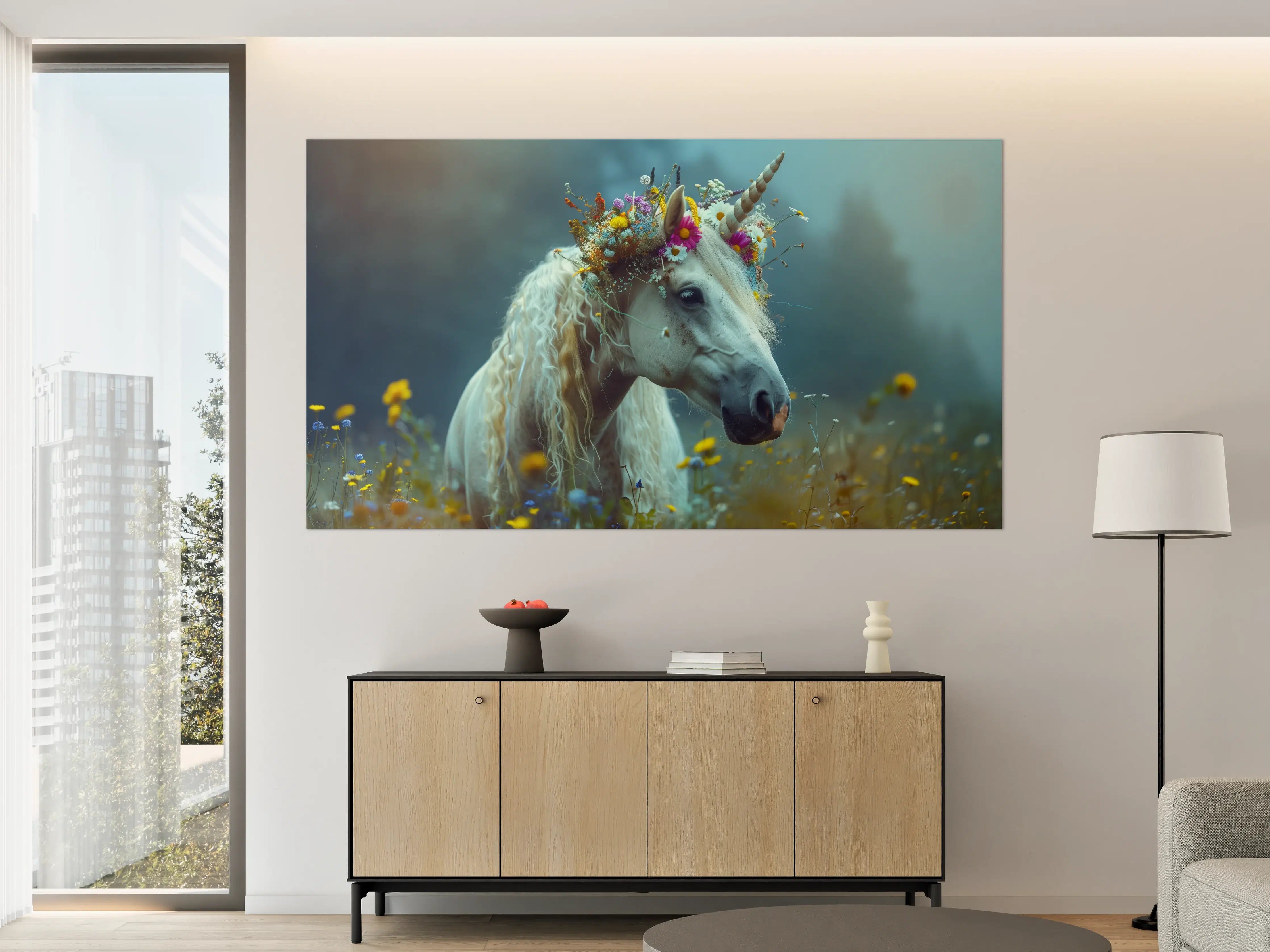Große Wandbilder - Magischer Einhorntraum in blauen Tönen