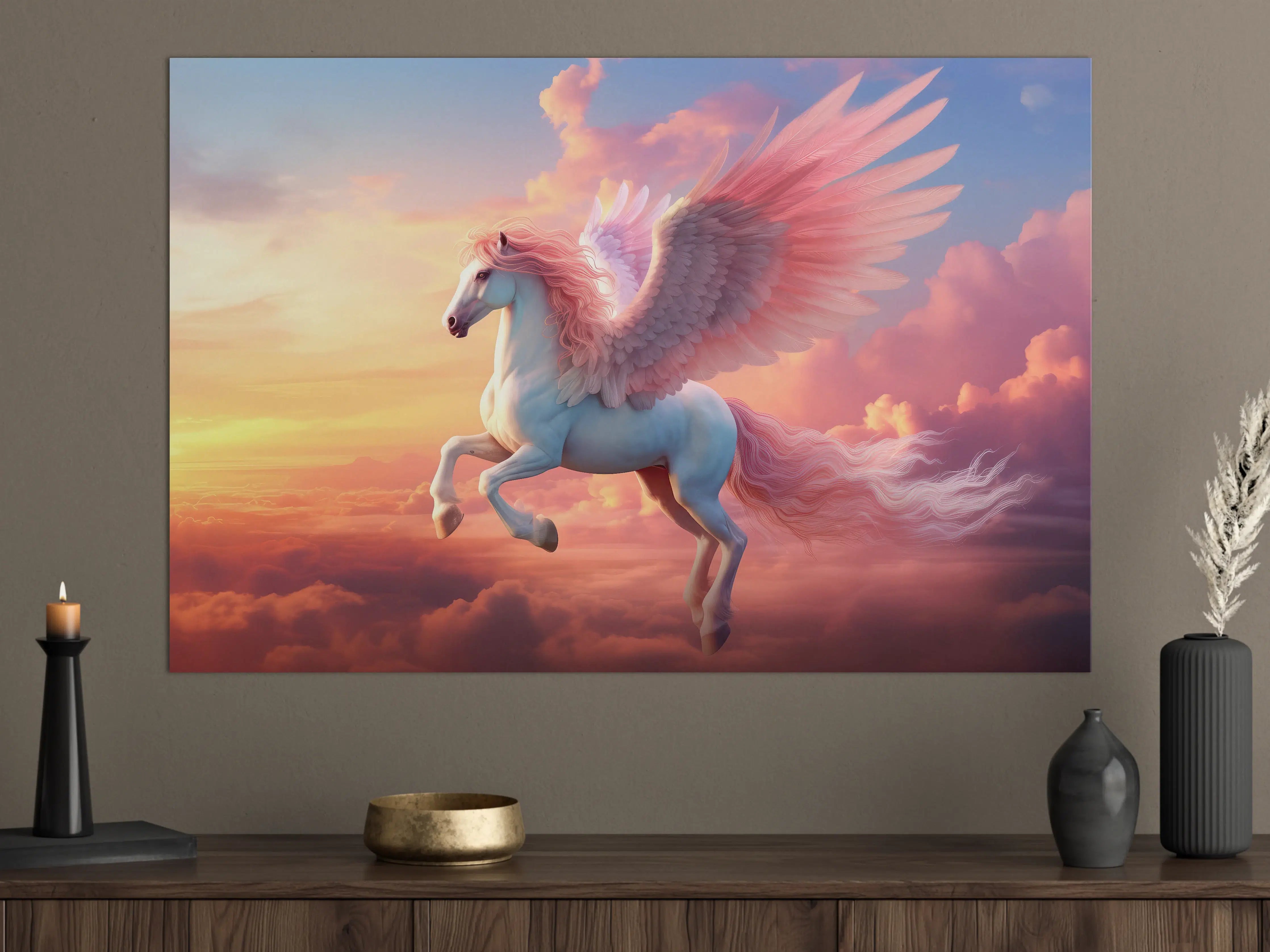 Große Wandbilder - Magischer Pegasus im Sonnenuntergang