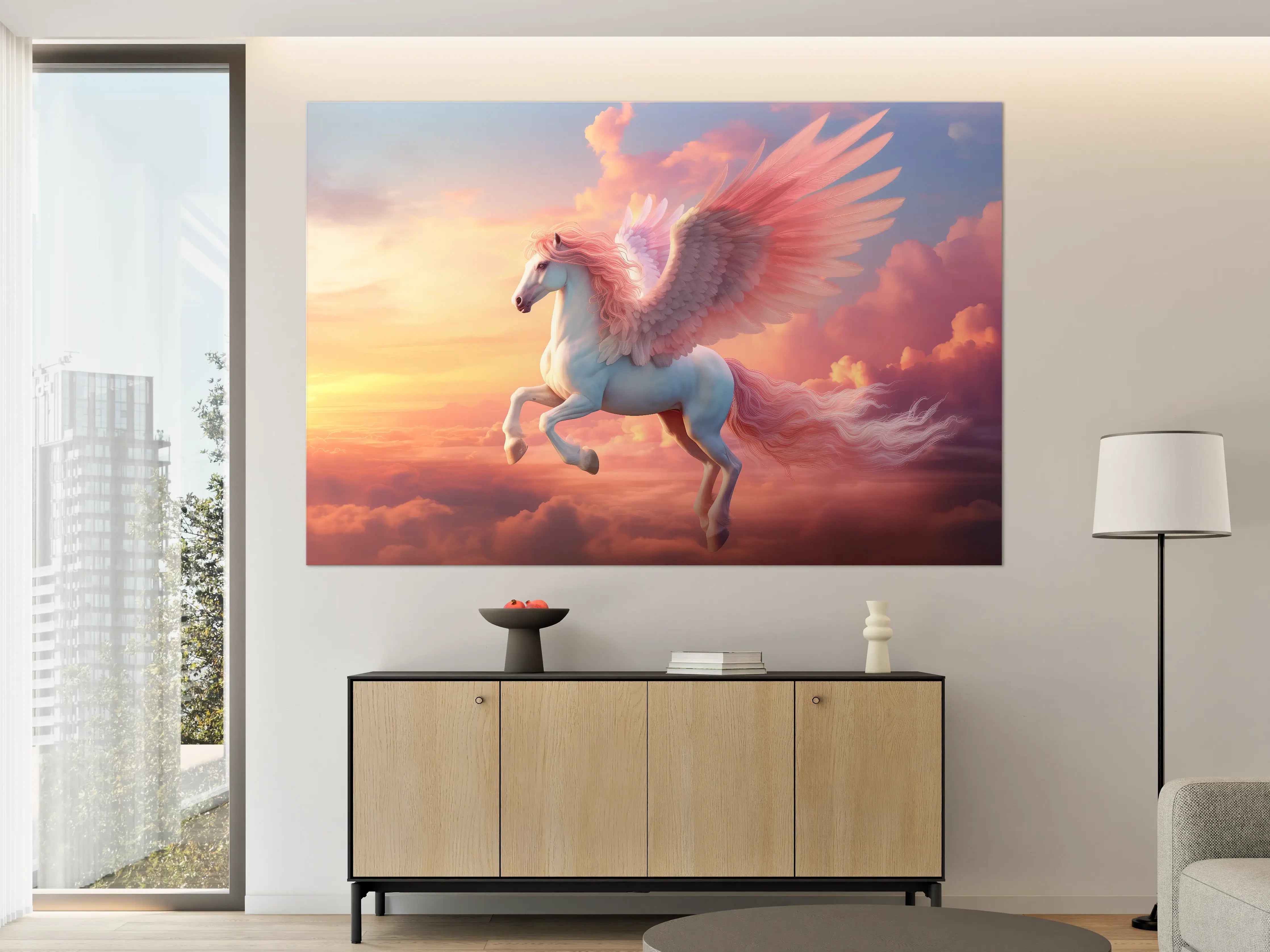 Große Wandbilder - Magischer Pegasus im Sonnenuntergang